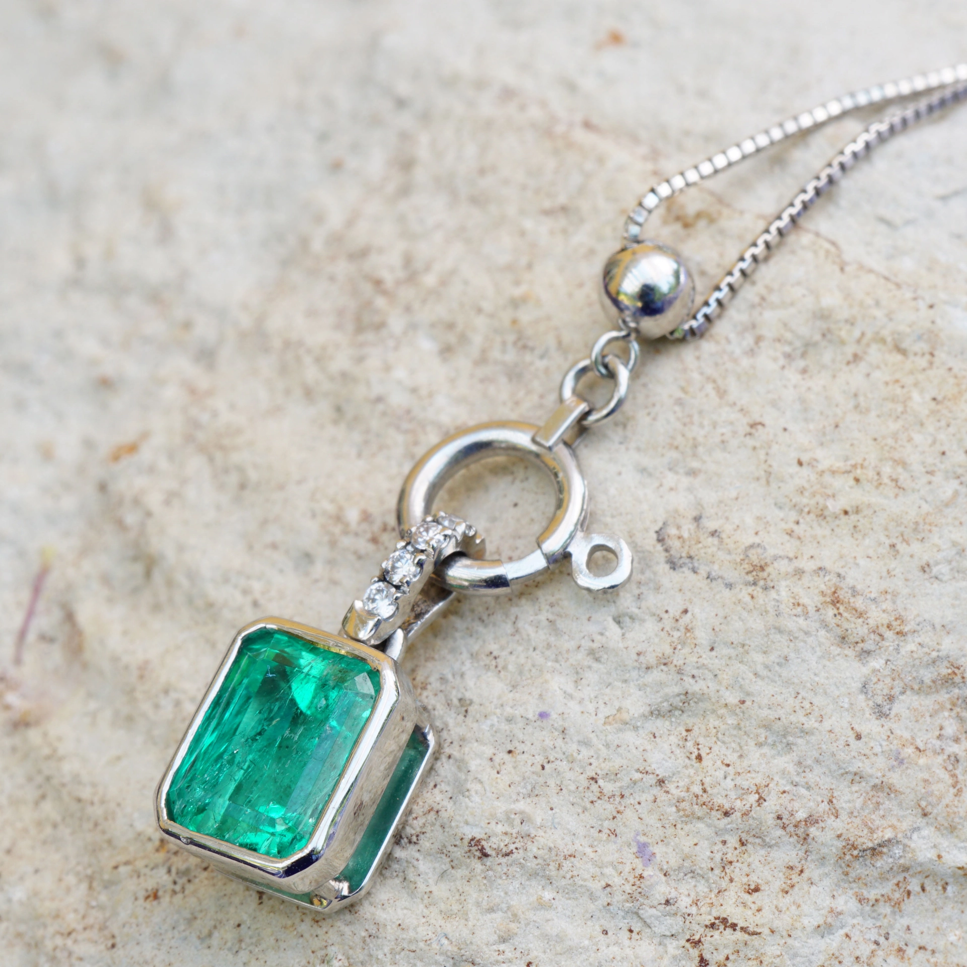 Emerald Pendant Platinium  1.07 ct ..real Colombians are fun