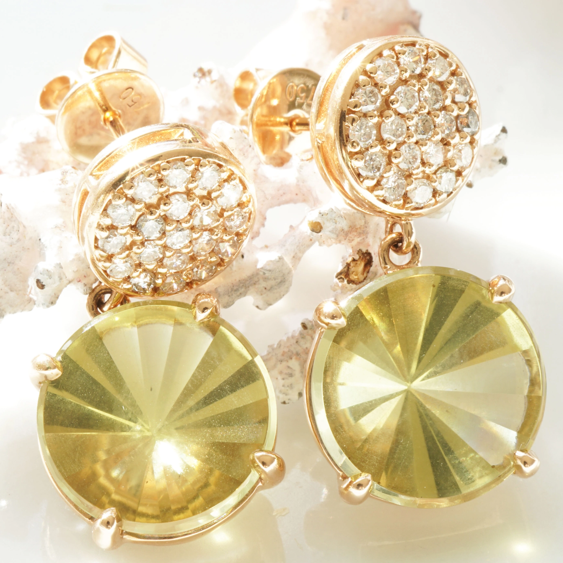 Mastercut Lemonquartz Diamond Earrings....cool modern Style