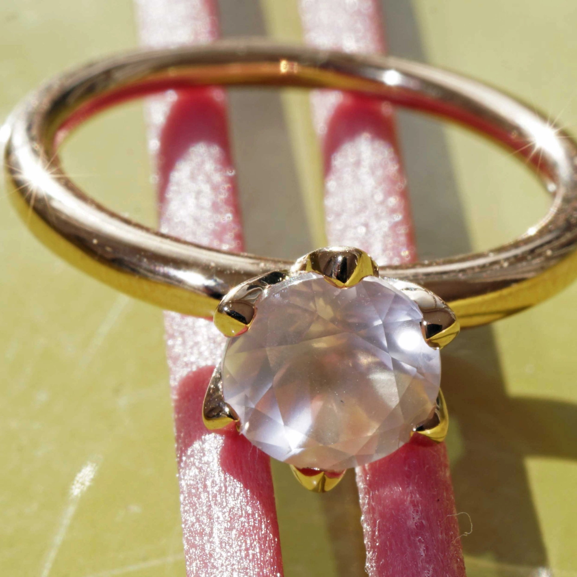 Bestseller Combination Ring made in Valenza...18 kt Rose Gold with Rose Quartz