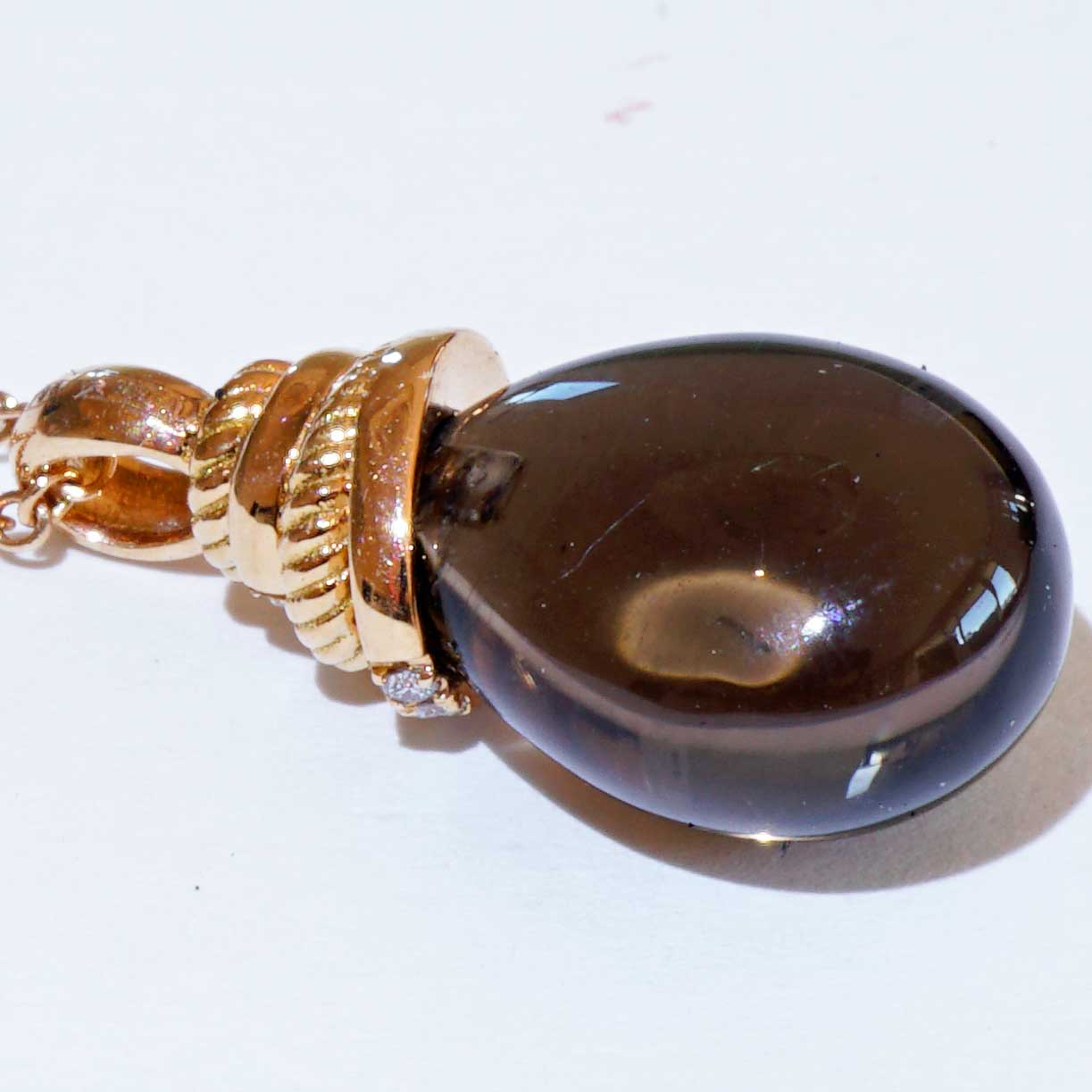 For sailors... Smoky Quartz Brilliant Pendant with Chain 750 Rose Gold... delicate Knot Shape with Drop