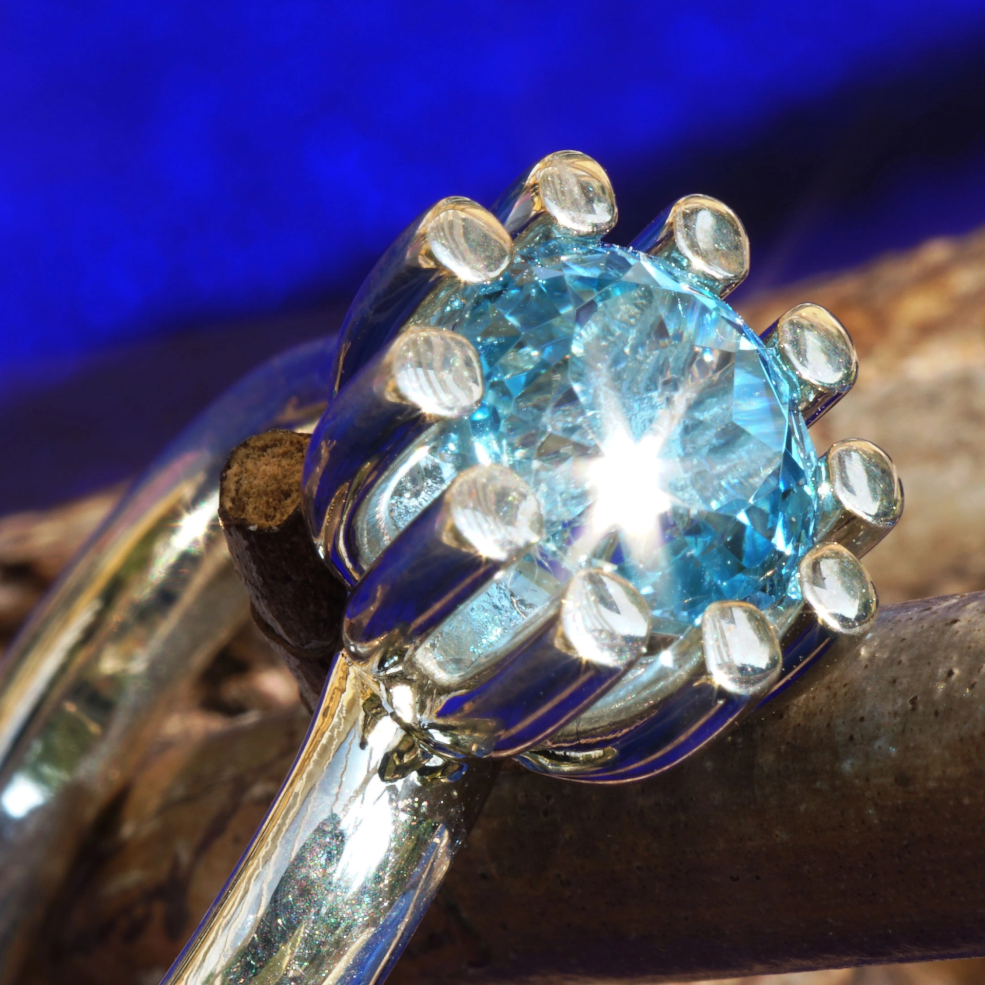 CHILANGO RING Grand Palais Blue Topaz  925er Silber neu mit orig. Etui massiv