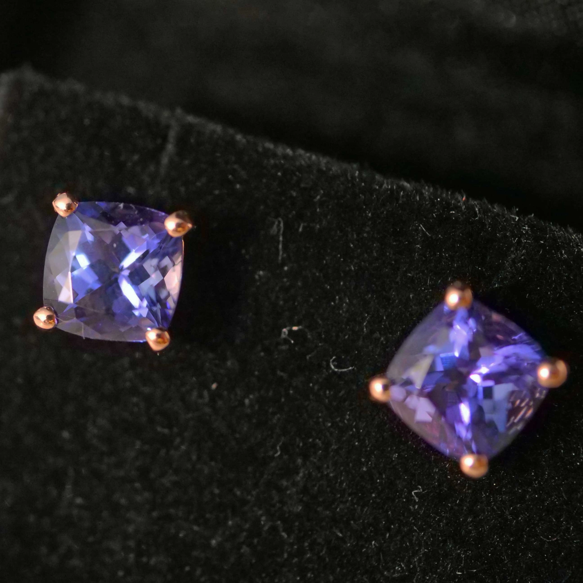 Tanzanite Pair Squares Total 3 Ct AAA+ Cut Very Good Create Earrings