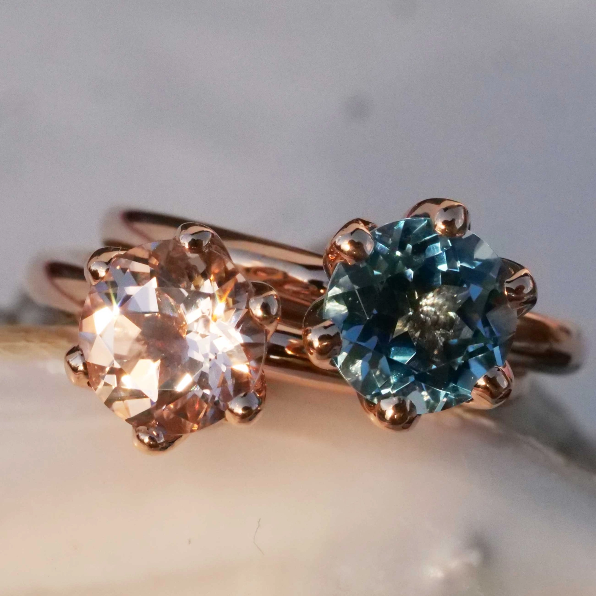 Bestseller Combination Ring made in Valenza...18 kt Rose Gold with Morganit