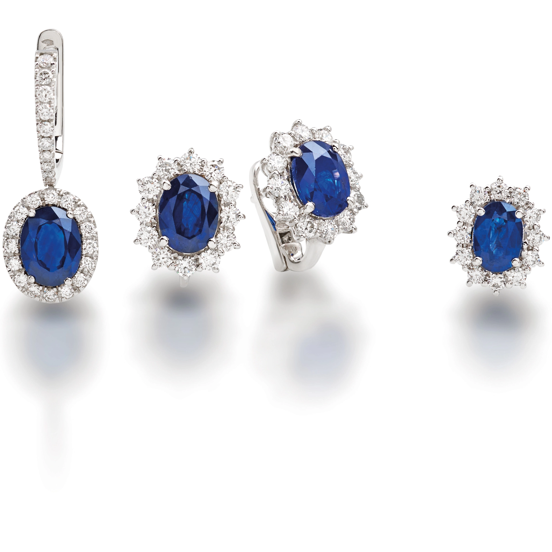 Saphir Brillant Anhänger m. Kette hergestellt in Traditionsgoldschmiede 750er Gelbgold