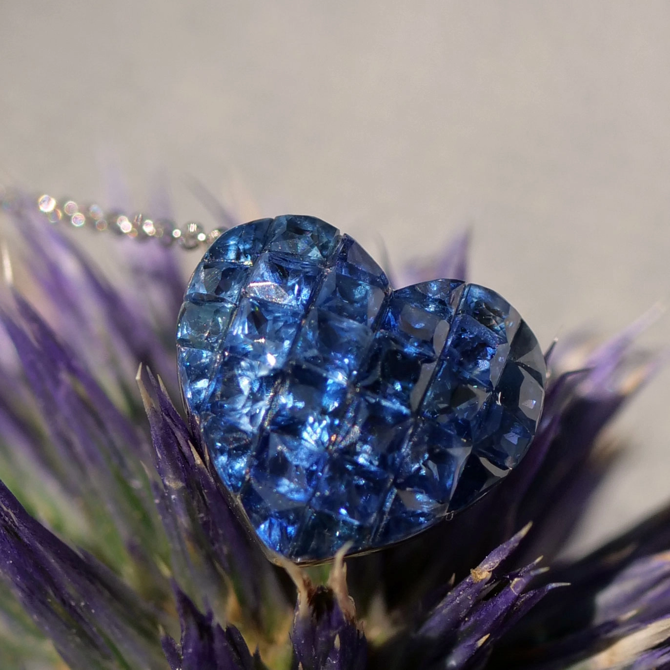 Saphire Pendant...invisible Setting....appears like a big Saphire