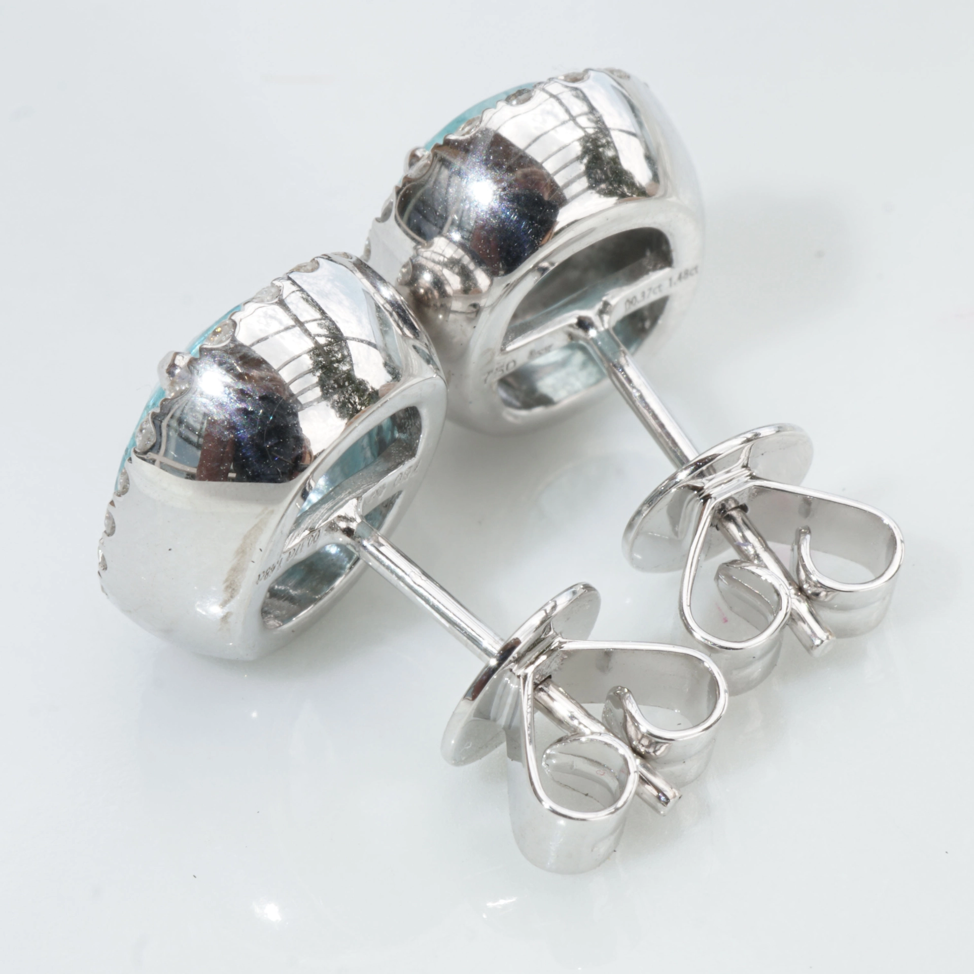 Paraiba Tourmaline Earstuds AAA 18 kt White Gold with Brilliants