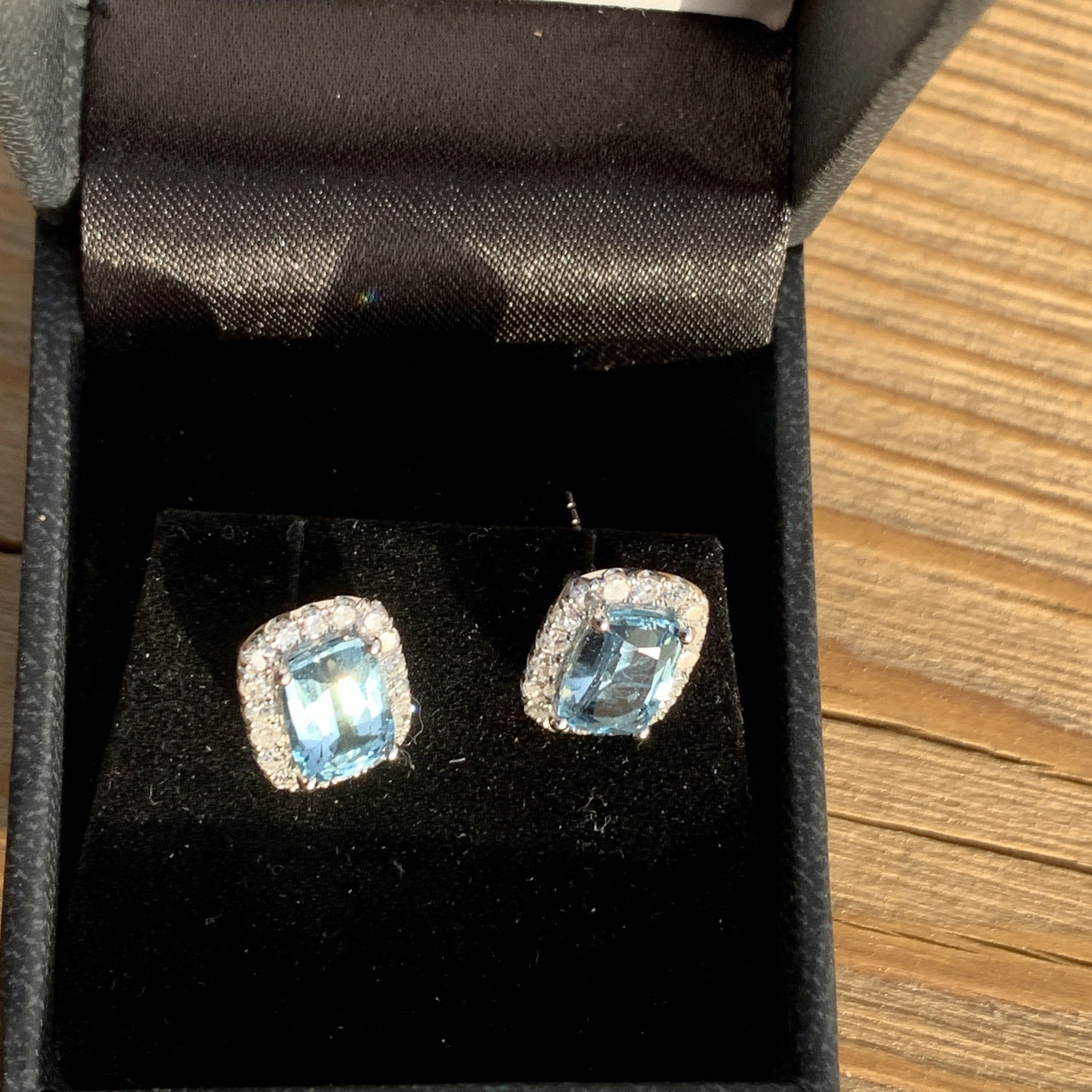 Aquamarin Diamant Ohrstecker AAA+ 12 x 10 mm Feines Weiss Lupenrein-VVS High Quality