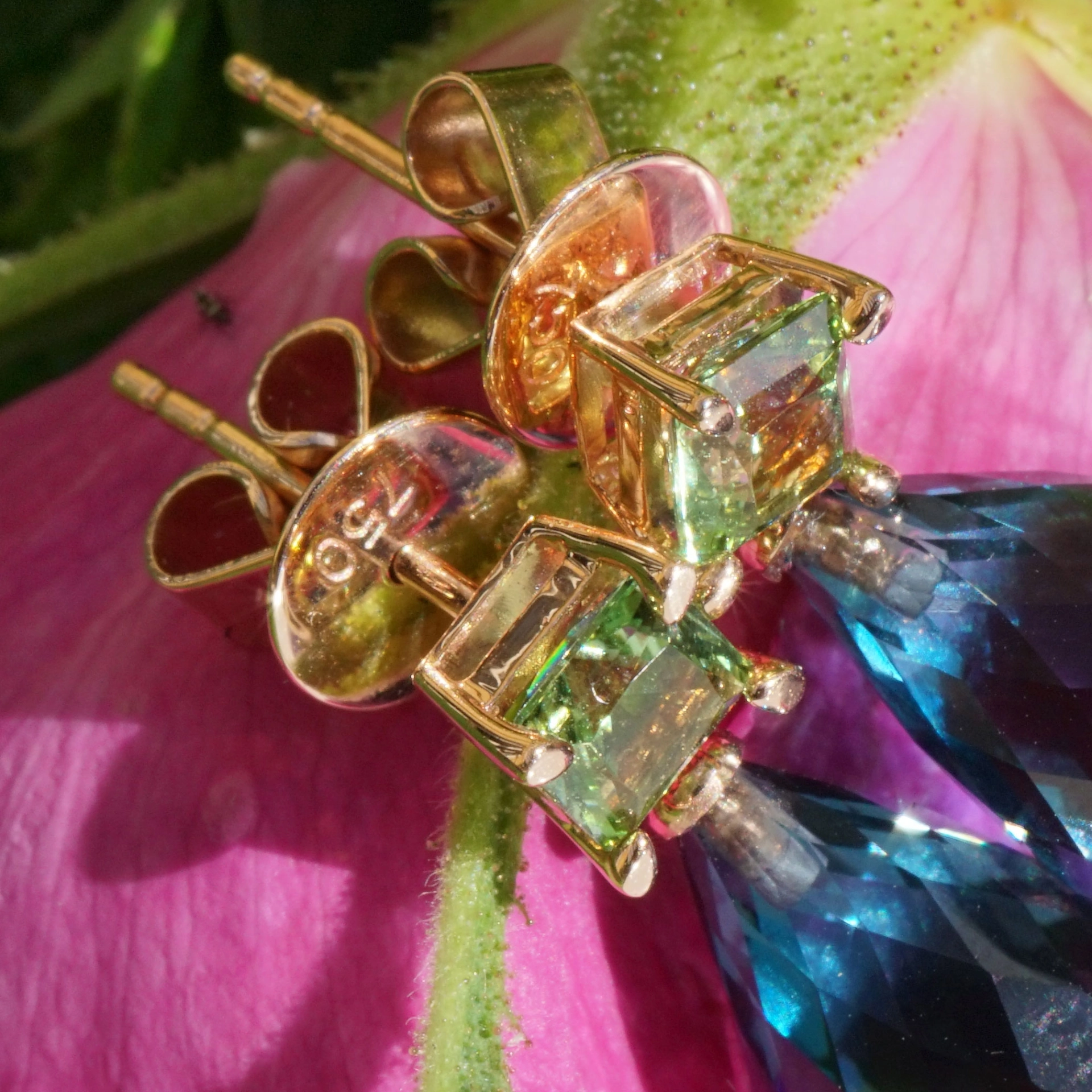 Ohrstecker Blautopas Peridot 750er Rosegold GREAT WE CELEBRATE COLORS