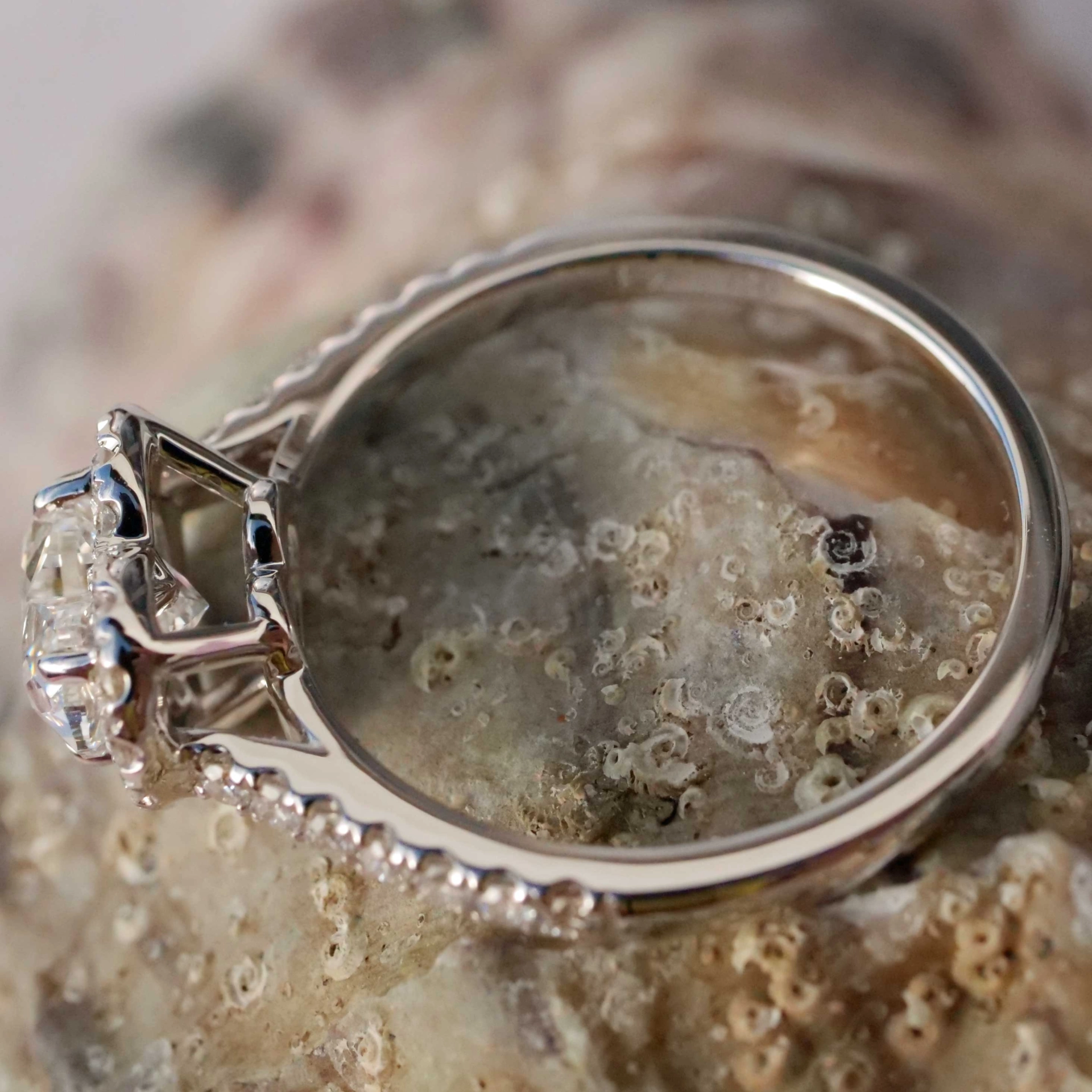 Ring 18 kt White Gold with Heart full cut brilliant approx. 1.00 ct, E (very fine white) / VVS2(very small inclusions), with GIA report