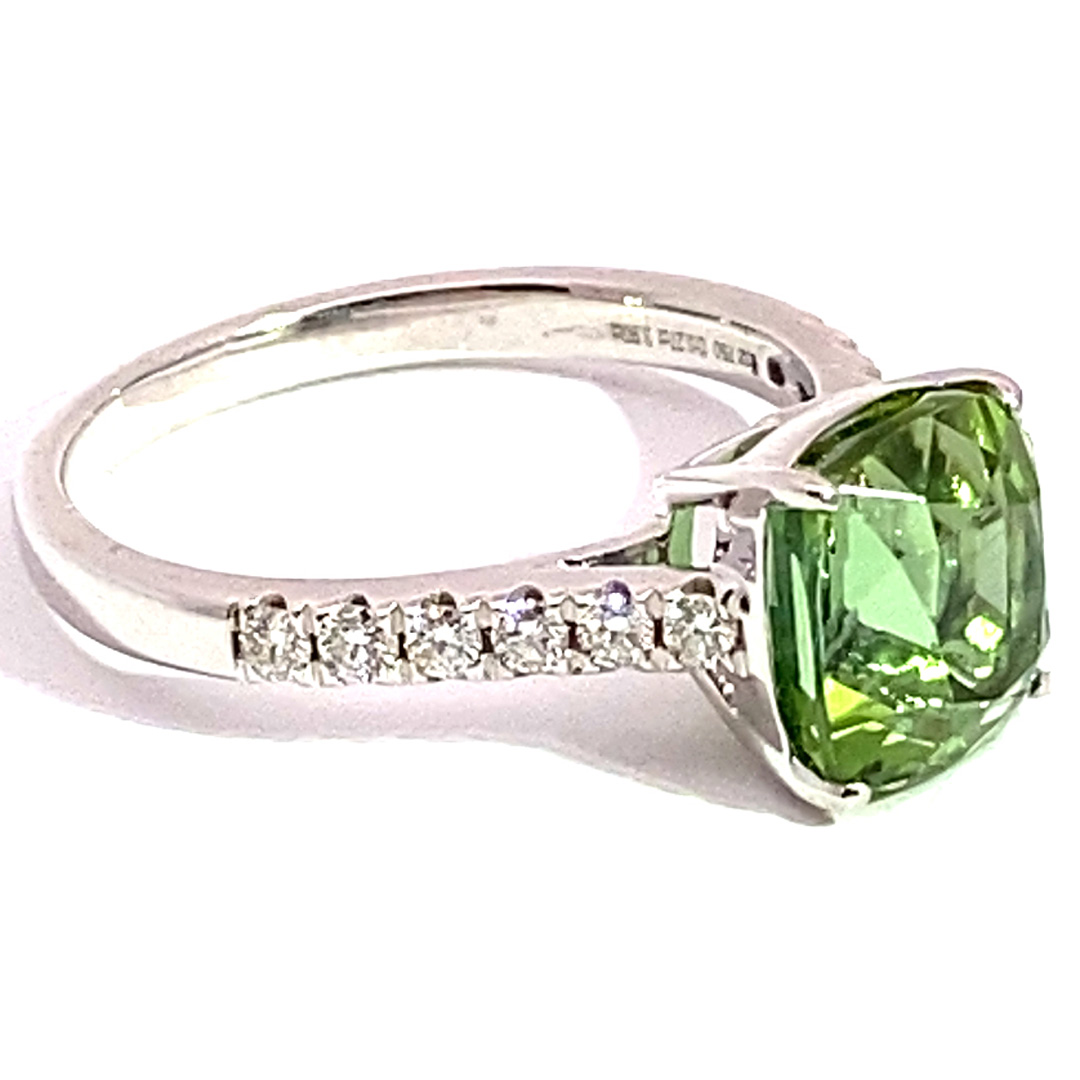Lagun Green-Blue Tourmaline Brilliant Ring 750 White Gold 3.90 ct 0.27 ct Afghanistan Top Quality
