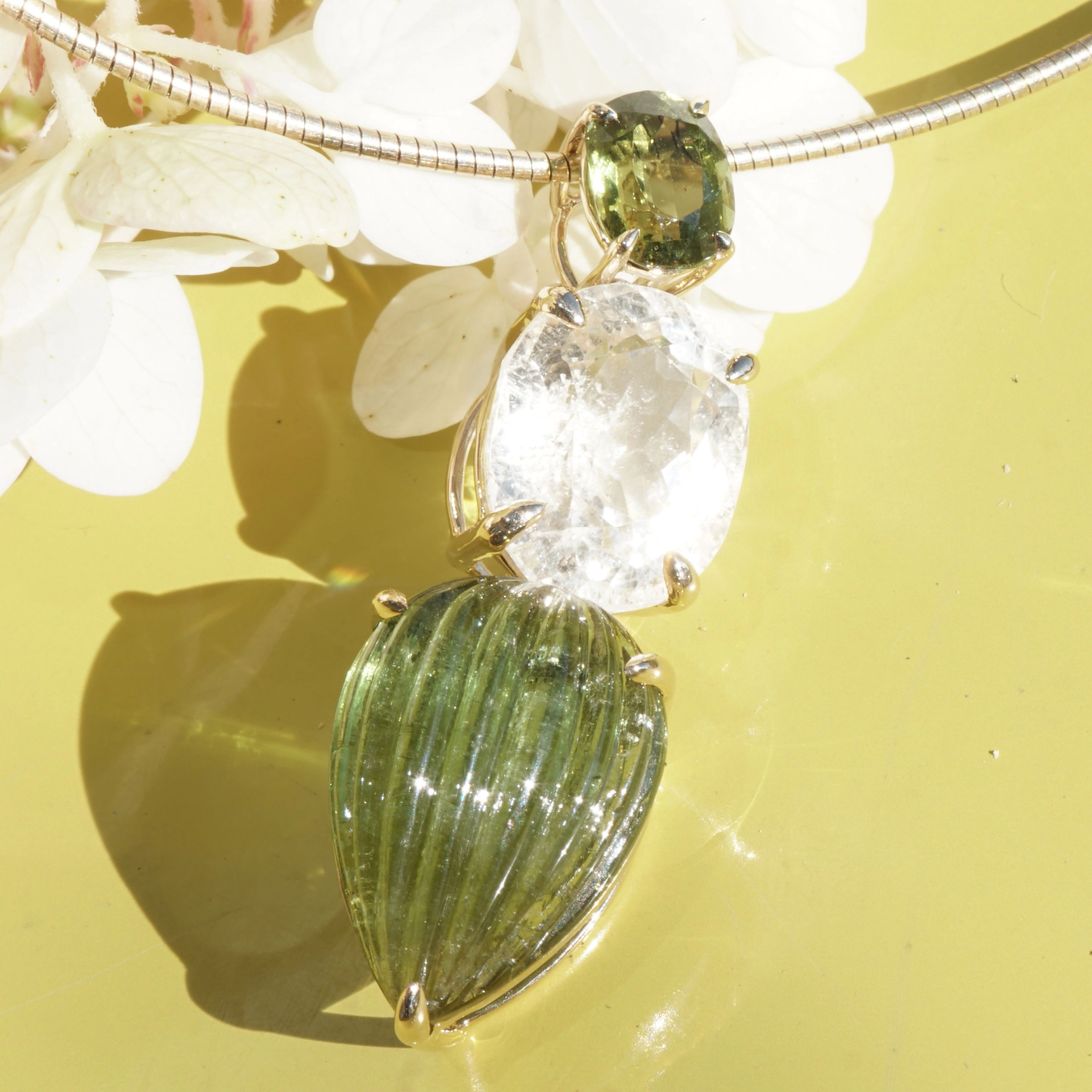 Tourmalin Pendant 18 kt Yellow Gold....to fall in love with the Color Green