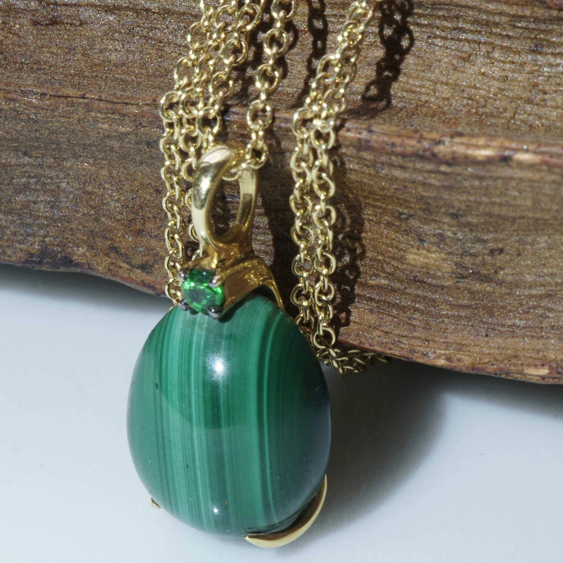 Drop Pendant...soo sweet...with Malachite  and tsavorithe...made in Italy