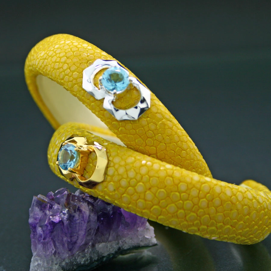 Topaz Stingray Bracelet 925 Silver Skyblue and Lemonyellow