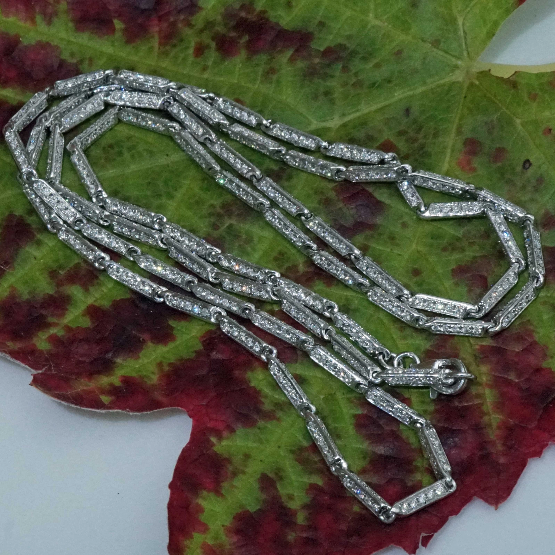 Brilliant Necklace 6.65 ct made with 1050 Diamonds 18 kt White Gold..Opera Lenght with 70 cm