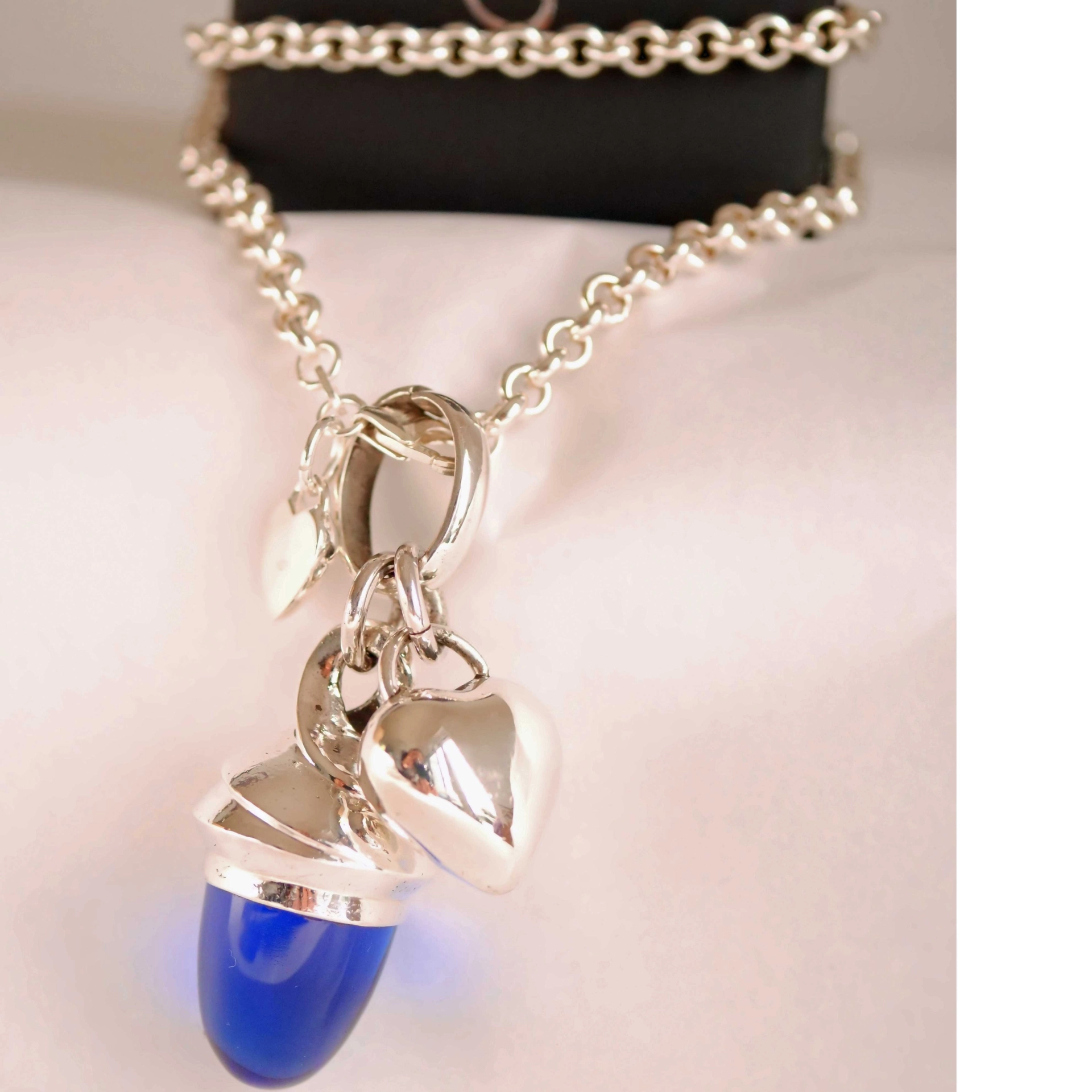 Pendant Royal Blue Obsidian Blue Topaz in a special Cut...ultra marin