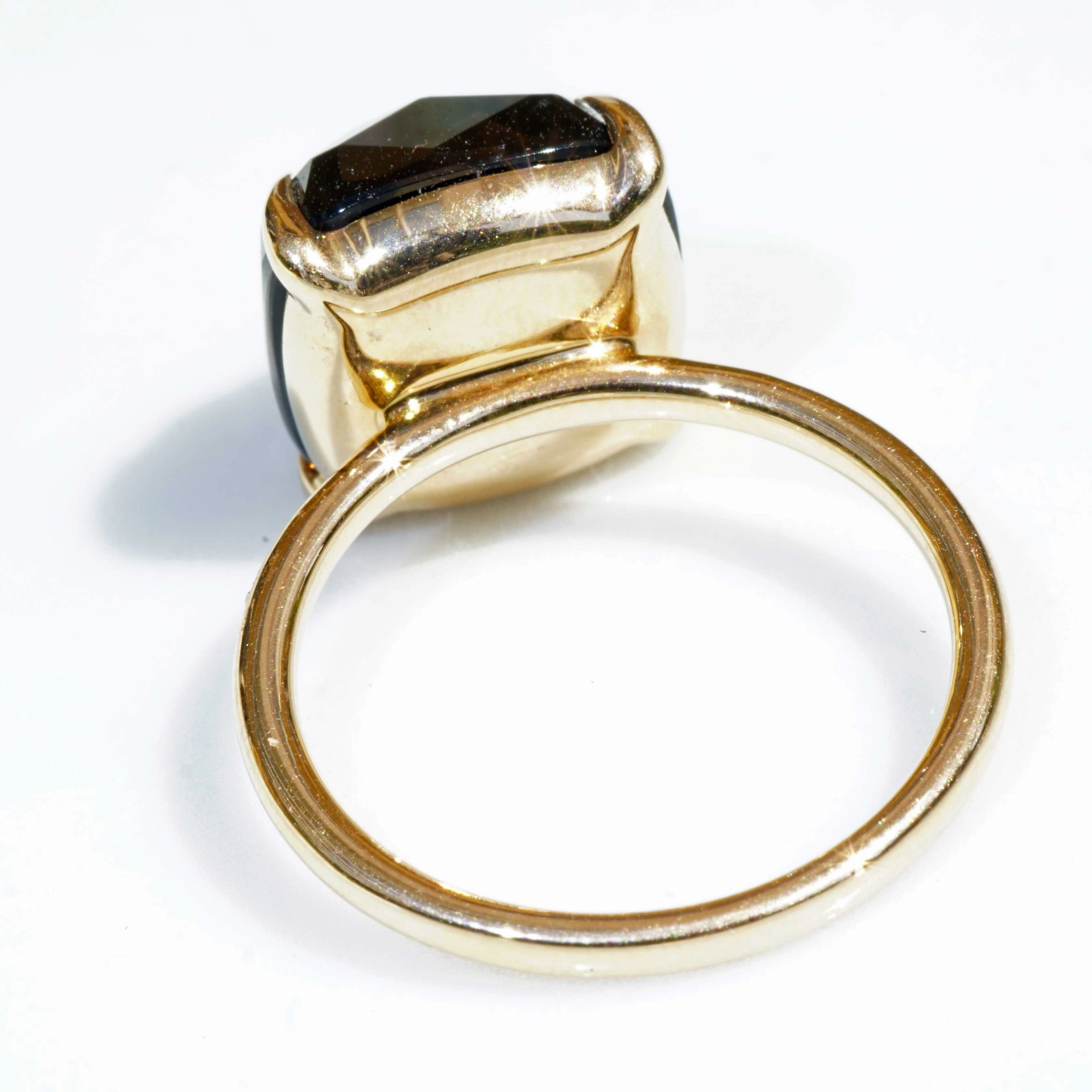 Smoky Quartz Ring 12x12 mm 18kt Rosegold..perfect Combination Ring