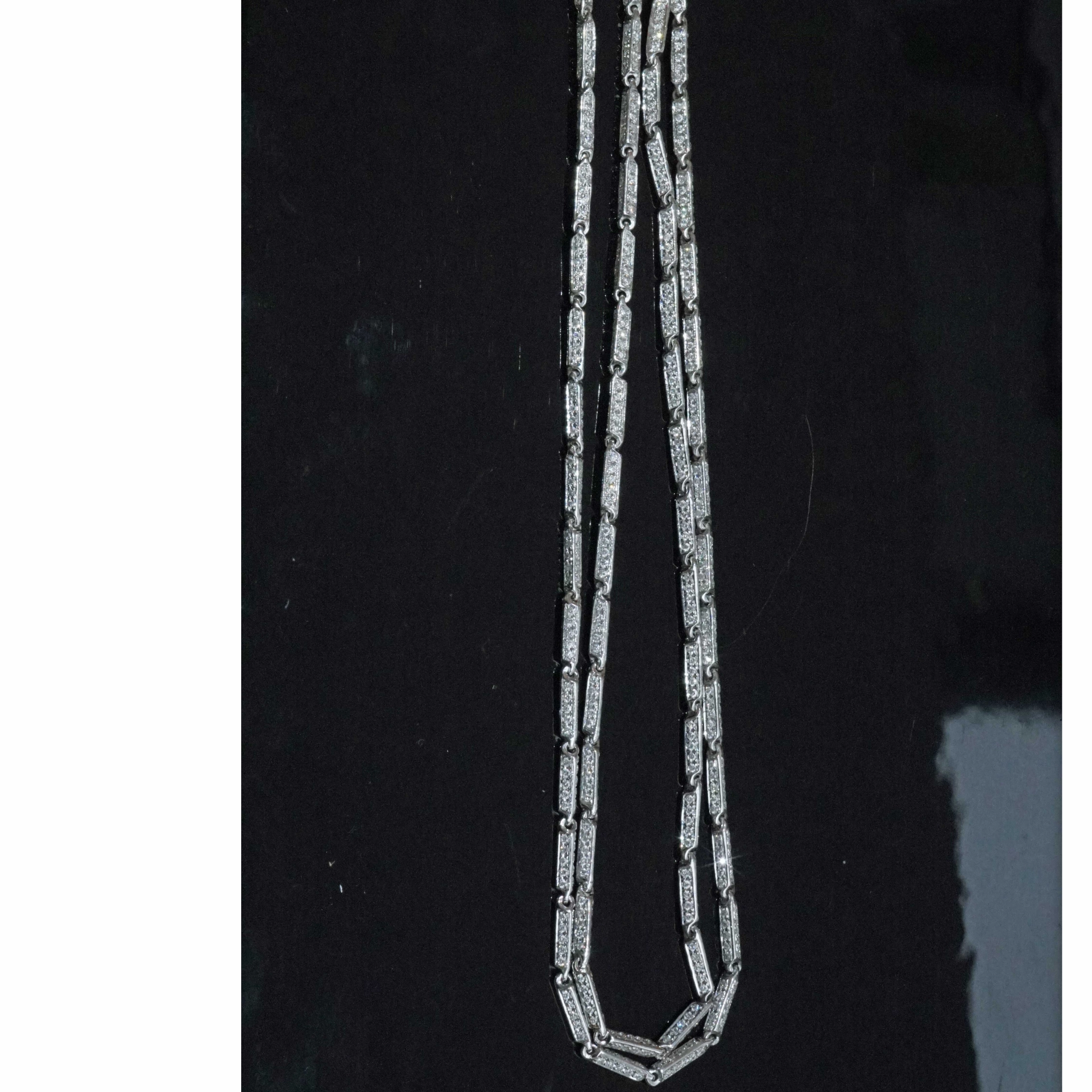 Brilliant Necklace 6.65 ct made with 1050 Diamonds 18 kt White Gold..Opera Lenght with 70 cm