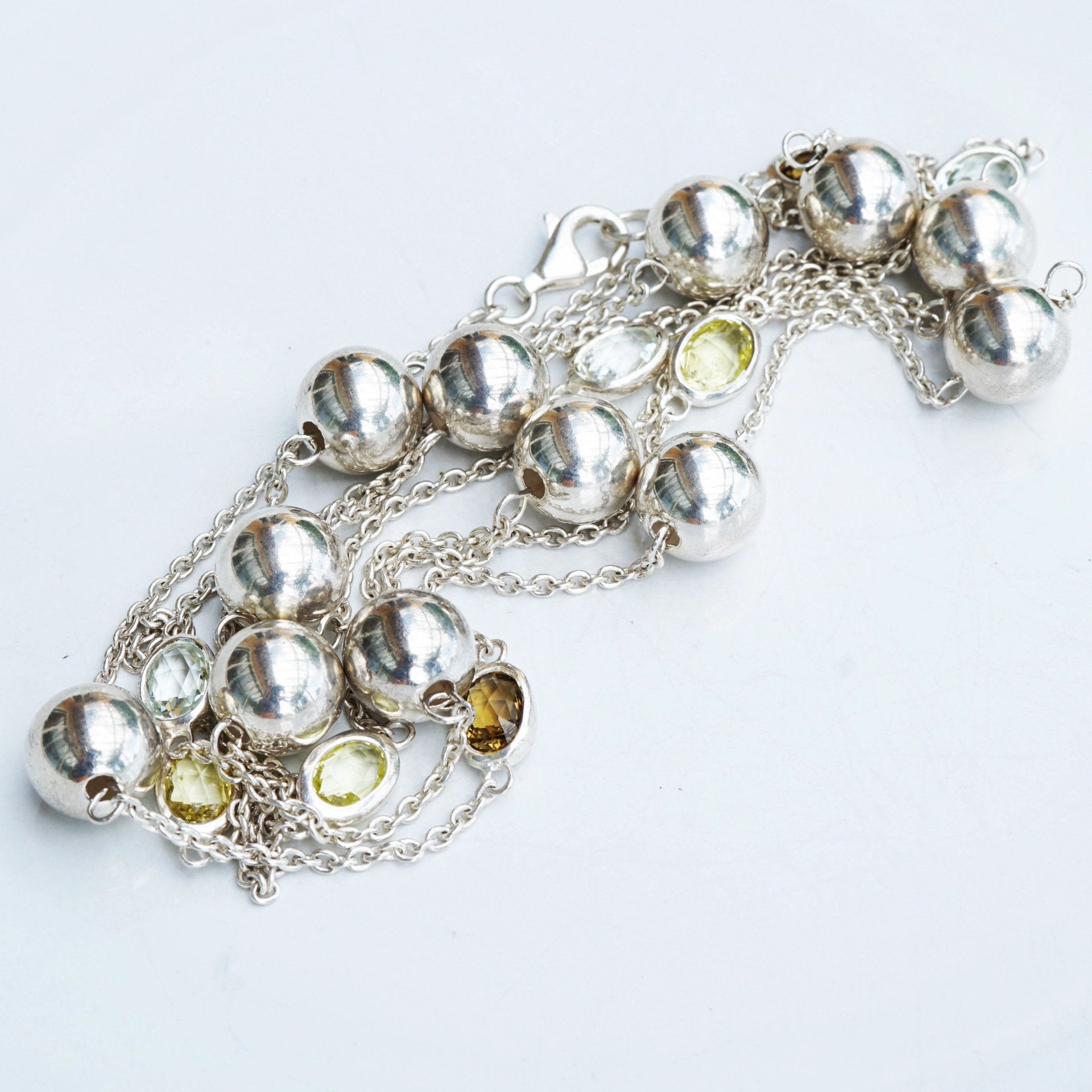 Chilango Kette Out of Nature 925er Silber 100 cm Citrin Rauchquarz Topase