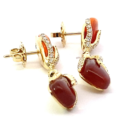 Fireopal Brilliant Earrings 18 kt Yellow Gold...abstract Design sooo stunning 