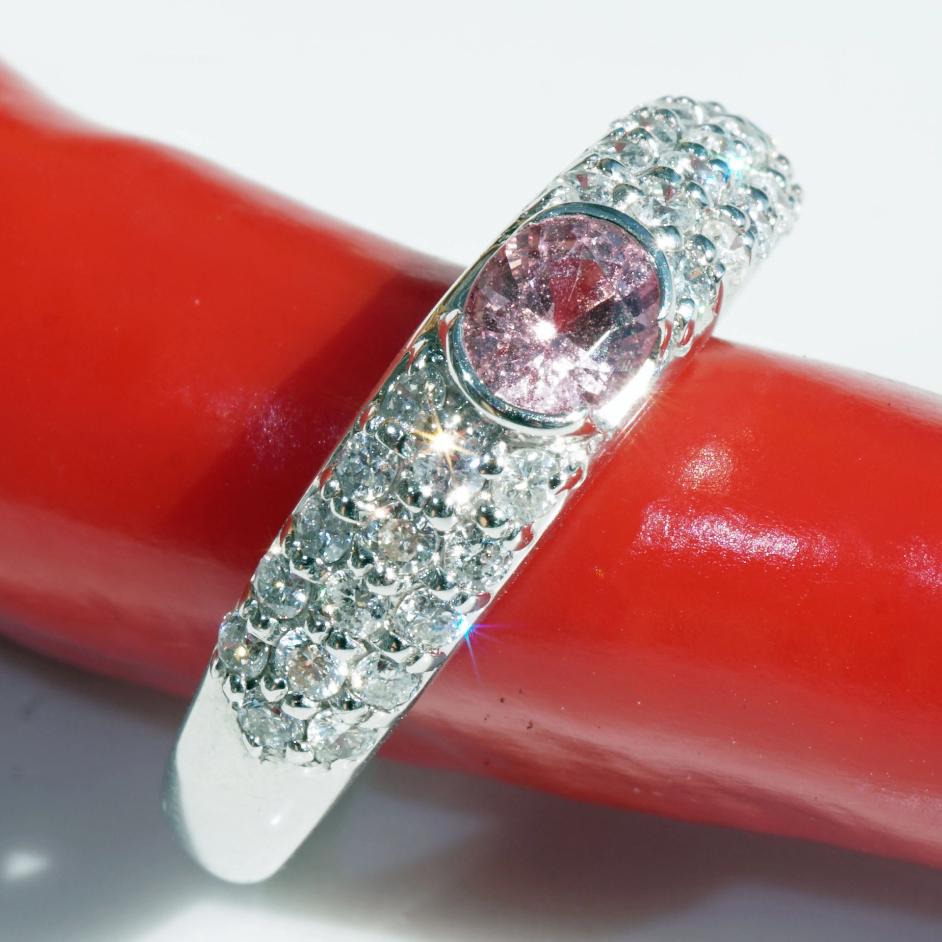 Pink Saphire Brilliant Ring 900 Platinum 0.51 0.50 ct Hot Pink