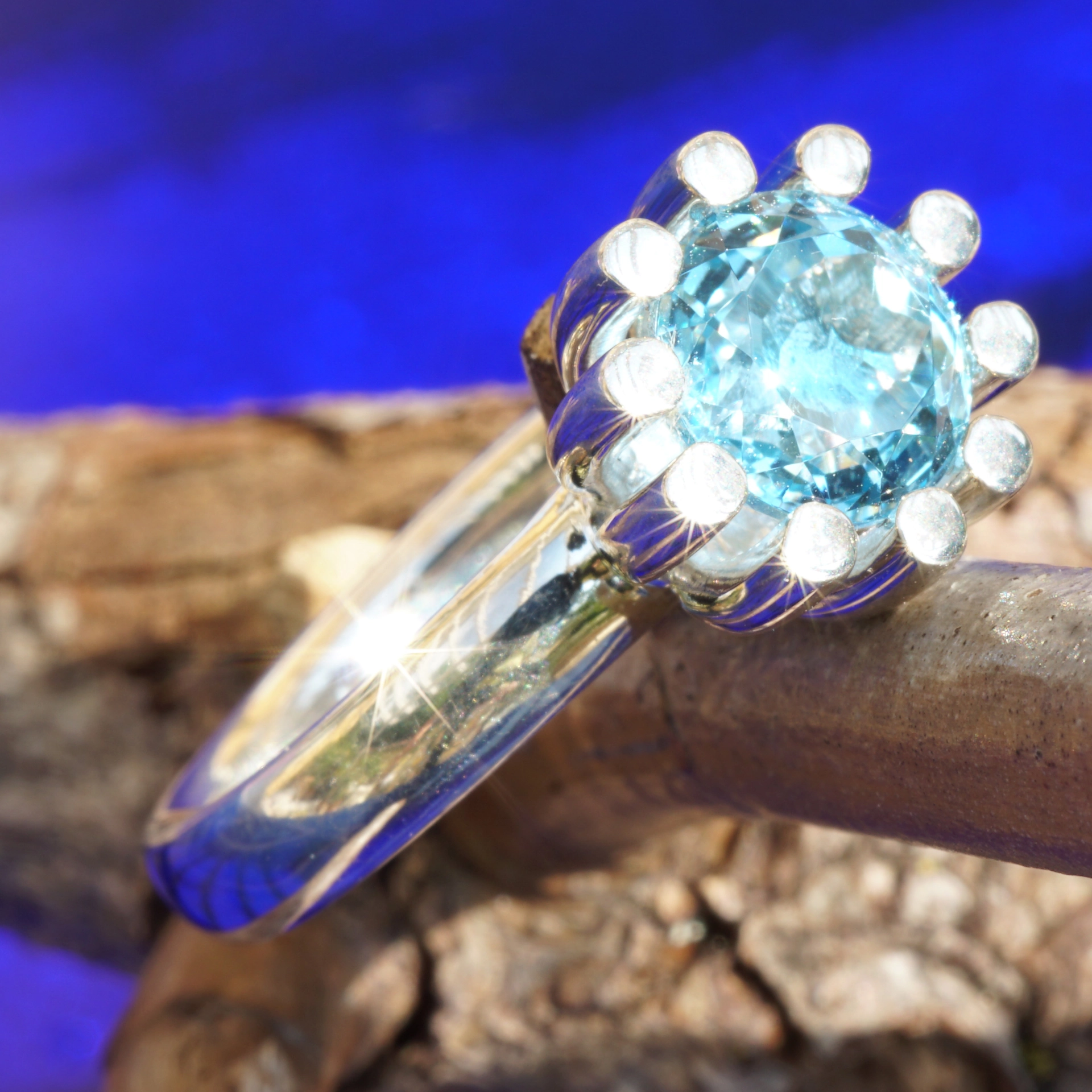 CHILANGO RING Grand Palais Blue Topaz  925er Silber neu mit orig. Etui massiv