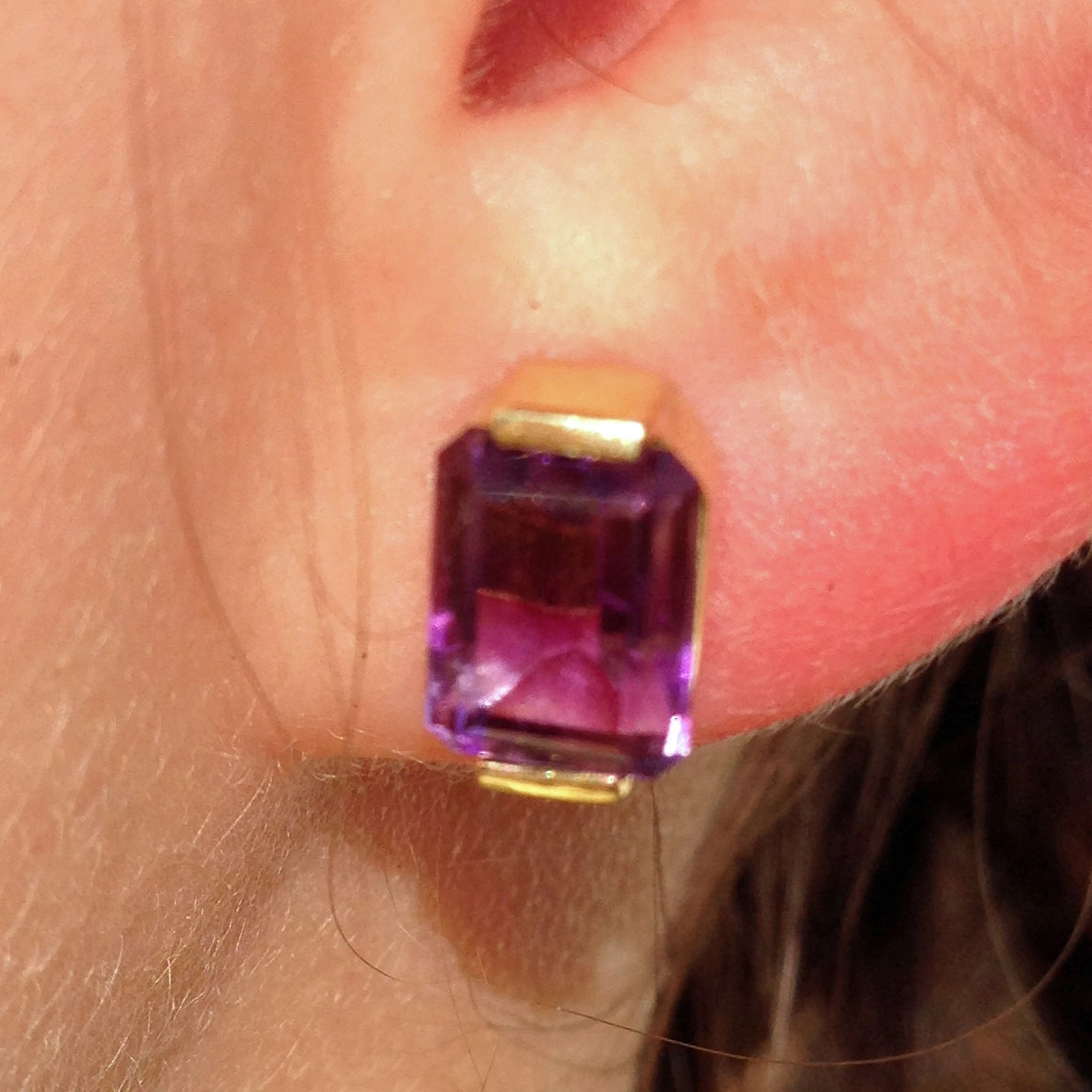 Amethyst-Ohrstecker, 585er-Gold,14 kt Gelbgold