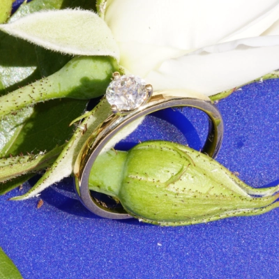 Round full cut brilliant Ring 0.50 ct D (very fine white) / VS2 (very small inclusions) with GIA report 18 kt Gold