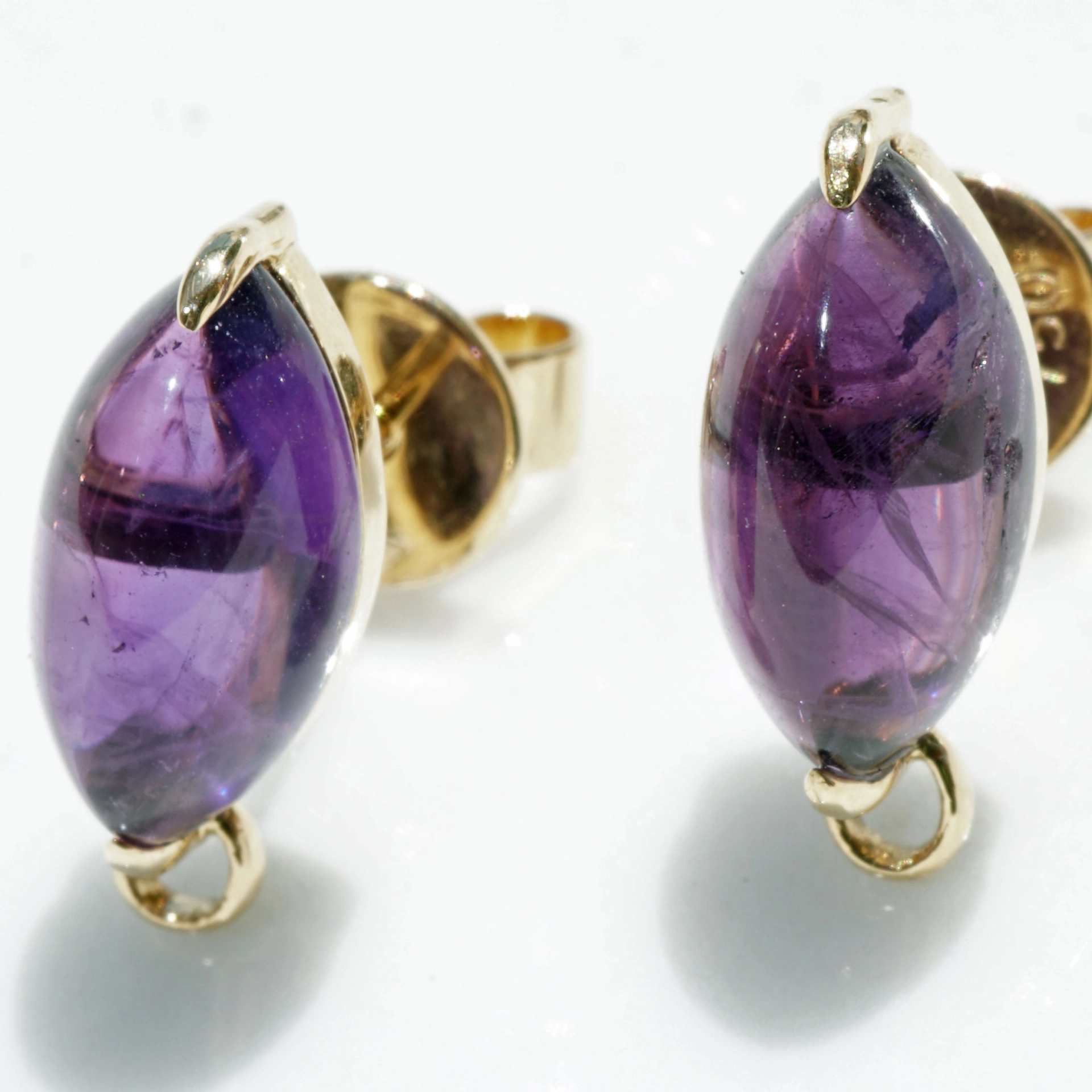 Rosequartz Amethyste Earrings 18 kt Yellowgold..pink Inspiration