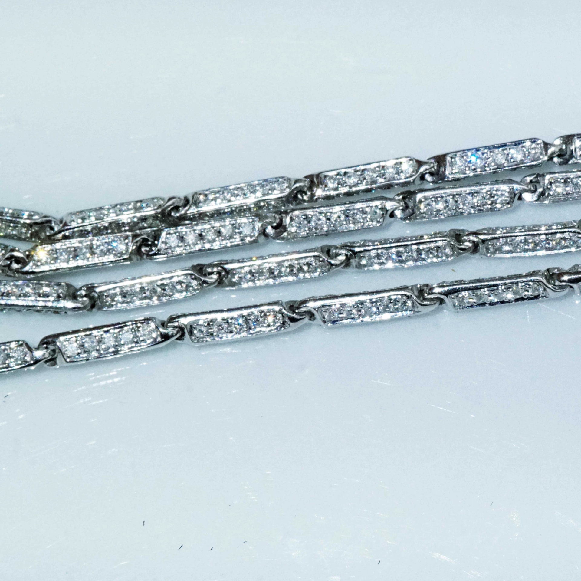 Brilliant Necklace 6.65 ct made with 1050 Diamonds 18 kt White Gold..Opera Lenght with 70 cm