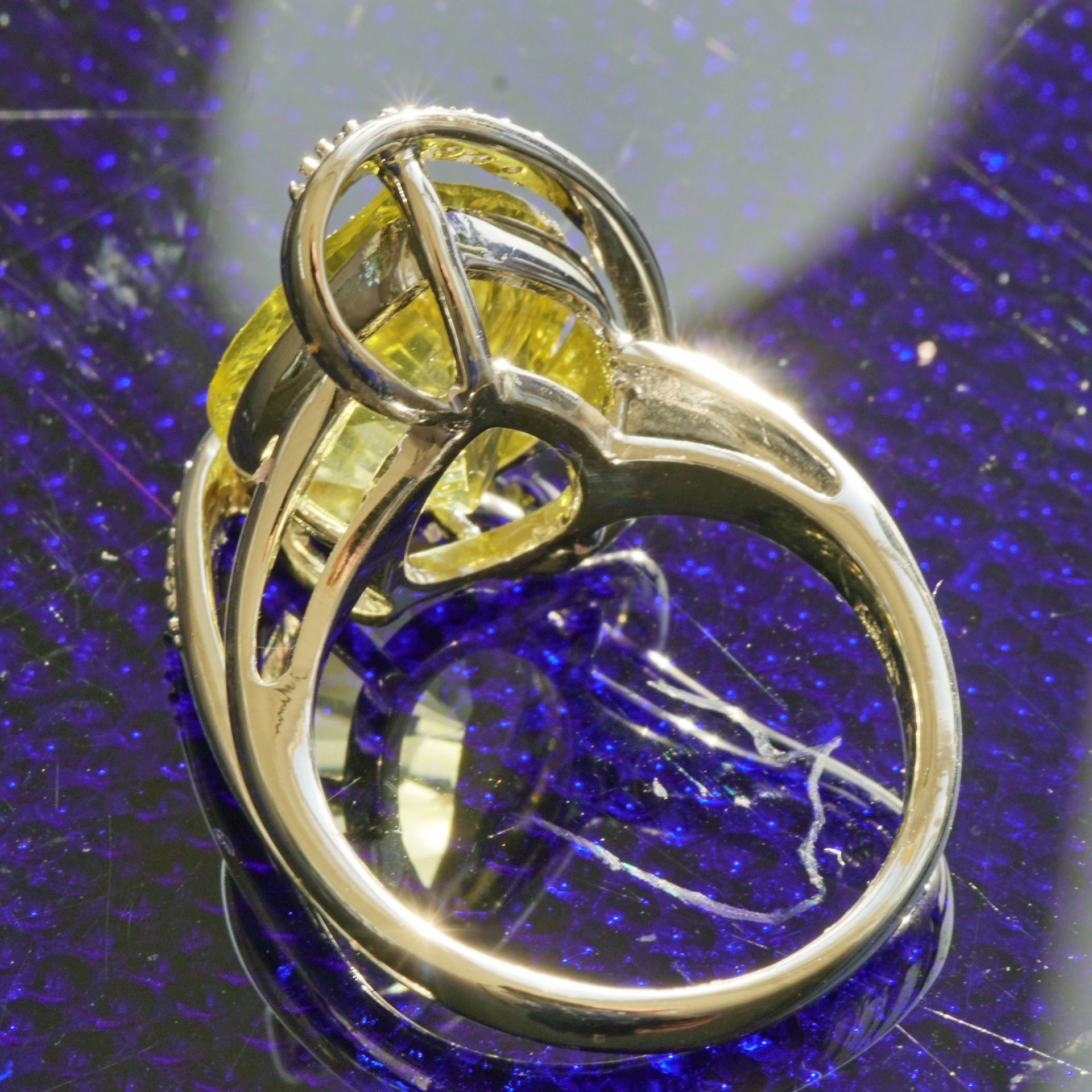Lemoncitrin Brillant Ring in 750er Weissgold