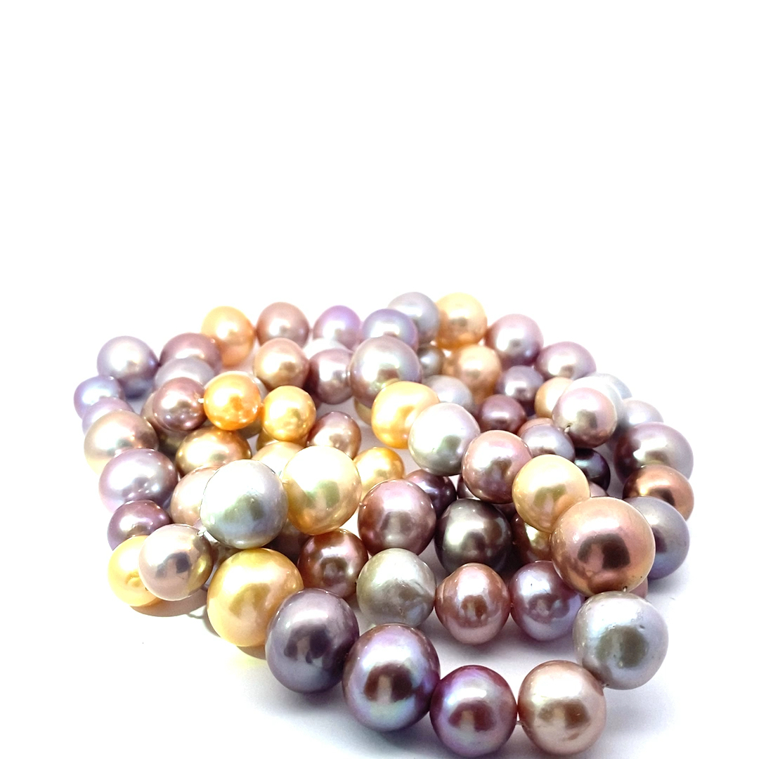 Unusual Opera Ming strand 8 to 14 mm in potato shapes 90 cm long Multi colors great chandelier AAAA