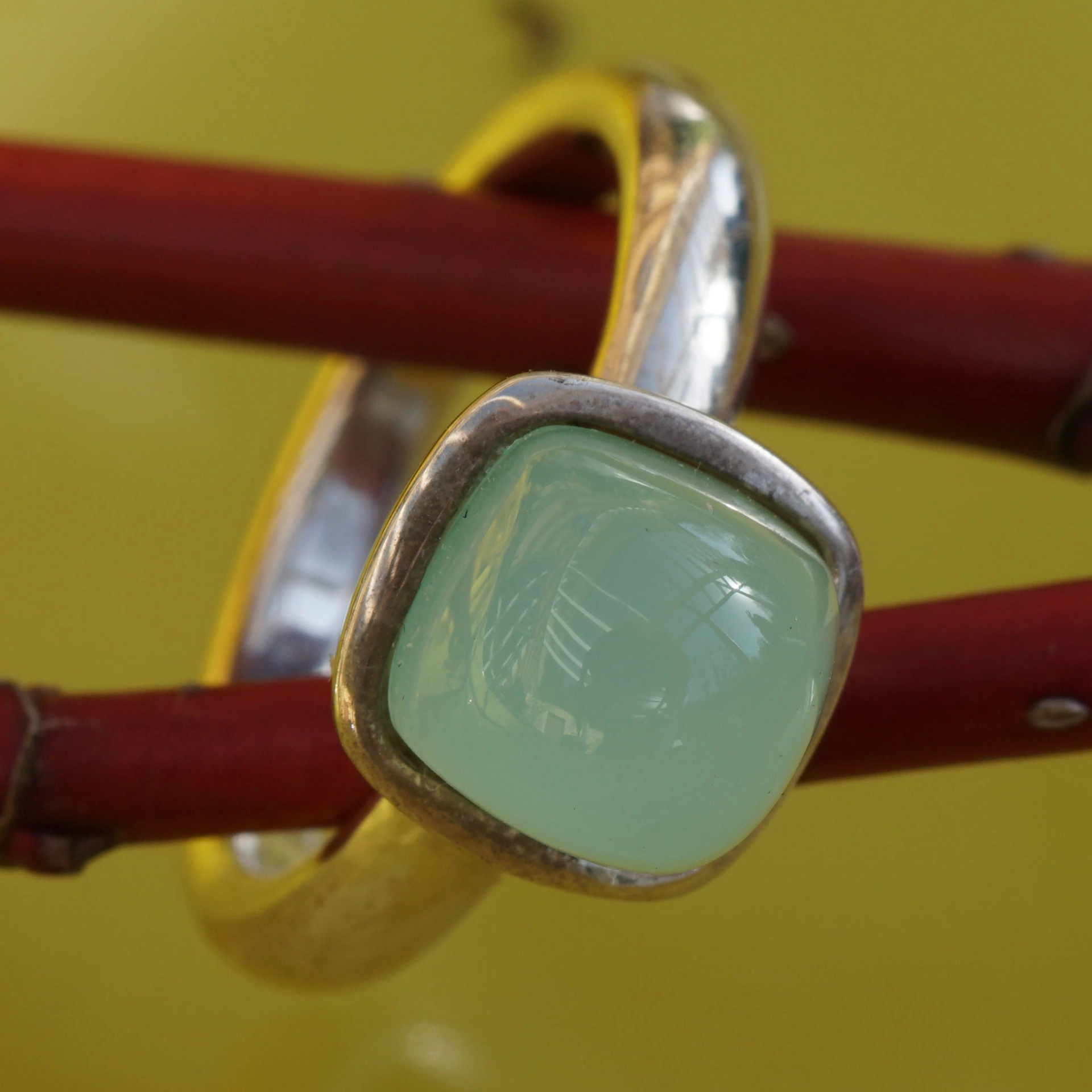 CHILANGO RING TUTENCHAMUN Prehnit 925er Silber neu mit orig. Etui massiv