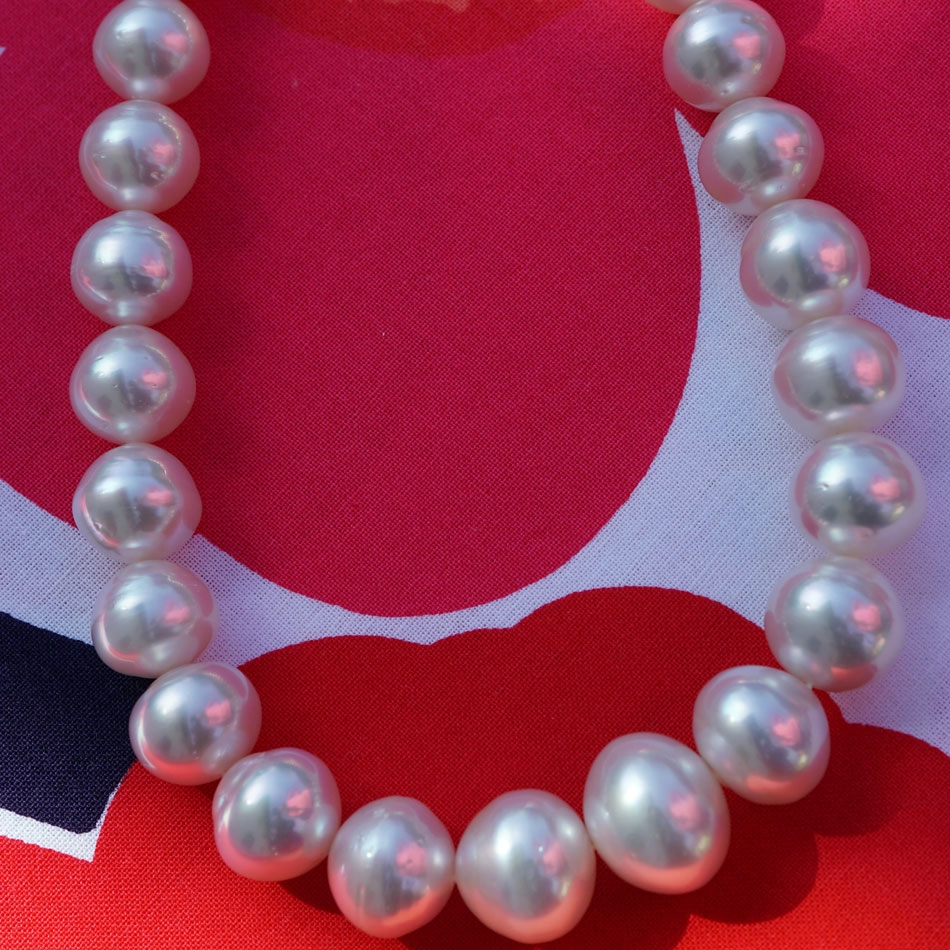 Südsee Zuchtperl Collier 45,5 cm 16,5-13 mm weiß Lüster phantastisch