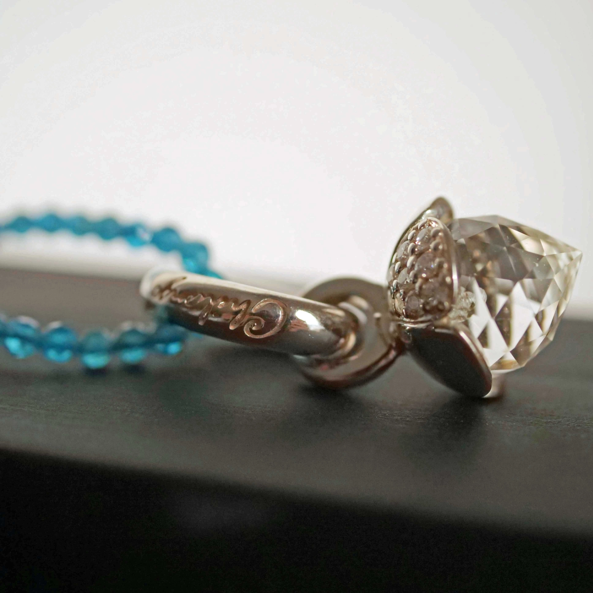 Chilango Pendant 4 Leaves Out of Nature 925 Silver Rock Crystal 25 x 11.5 mm