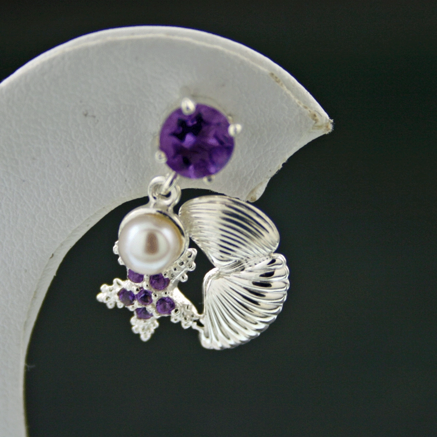 Edelsteinschmuck Muschel Seestern  Amethyst 925er Silber ein Tag am Meer