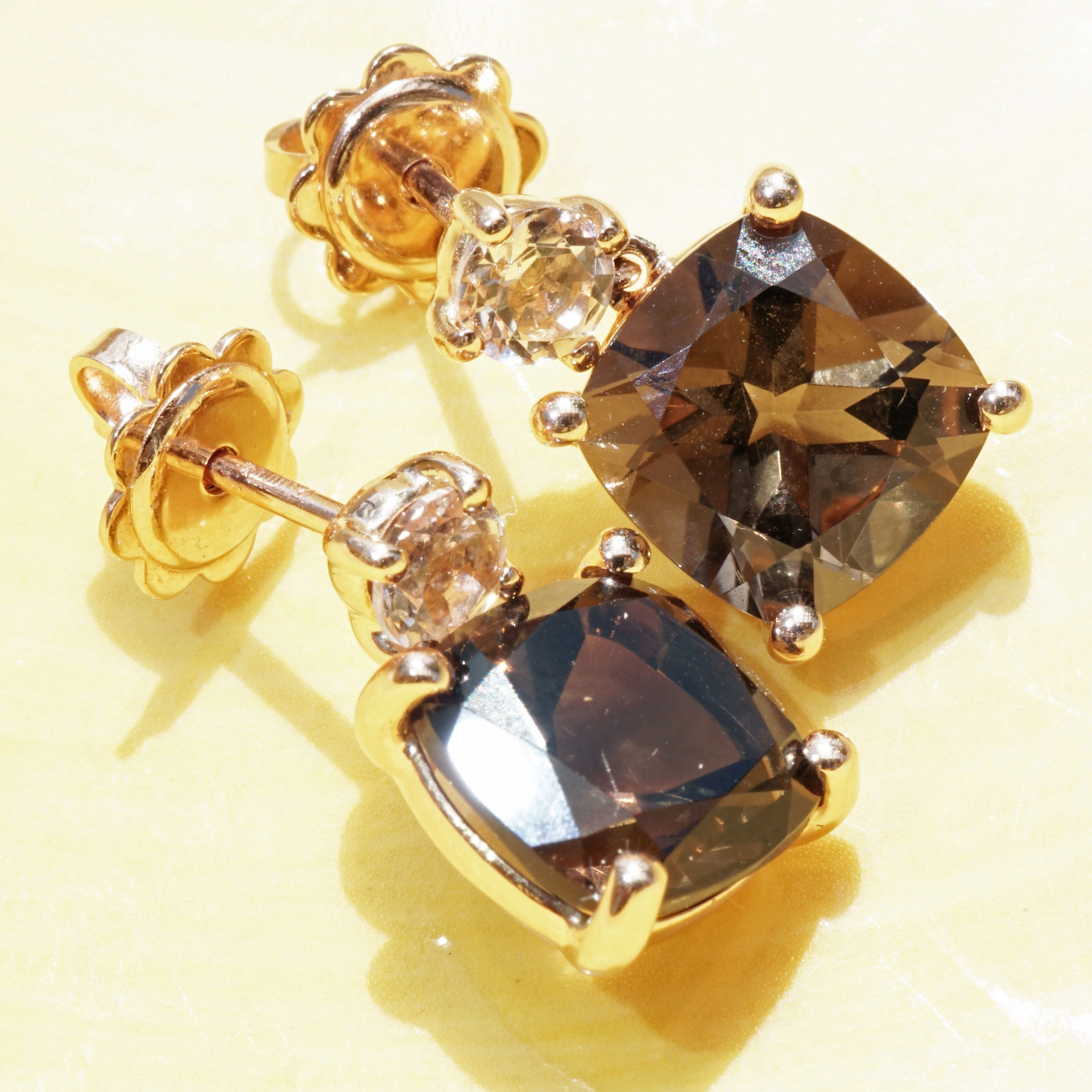 Brown Smokeyquartz and Morganite....ideal Kombination with Rosegold