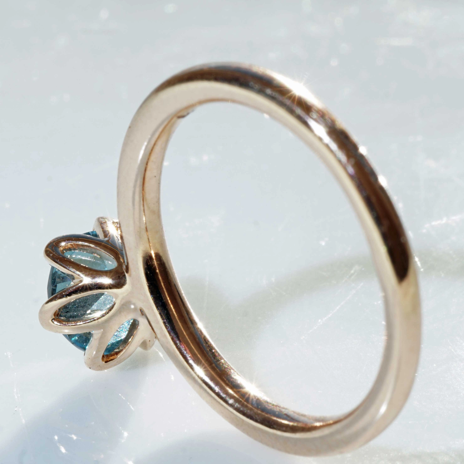 Bestseller Combination Ring made in Valenza...18 kt Rose Gold with Blue Topaz
