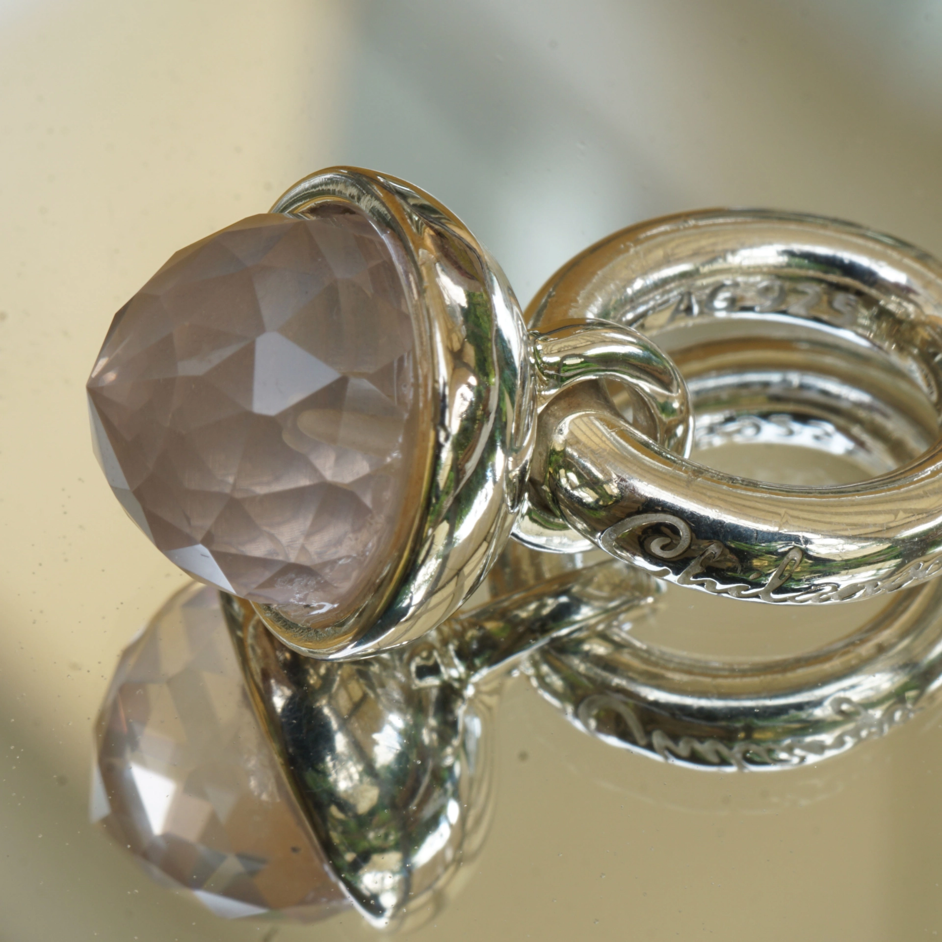 Original Chilango Rosenquarz Anhänger Oak Grand Palais 925er Silber toller Schliff