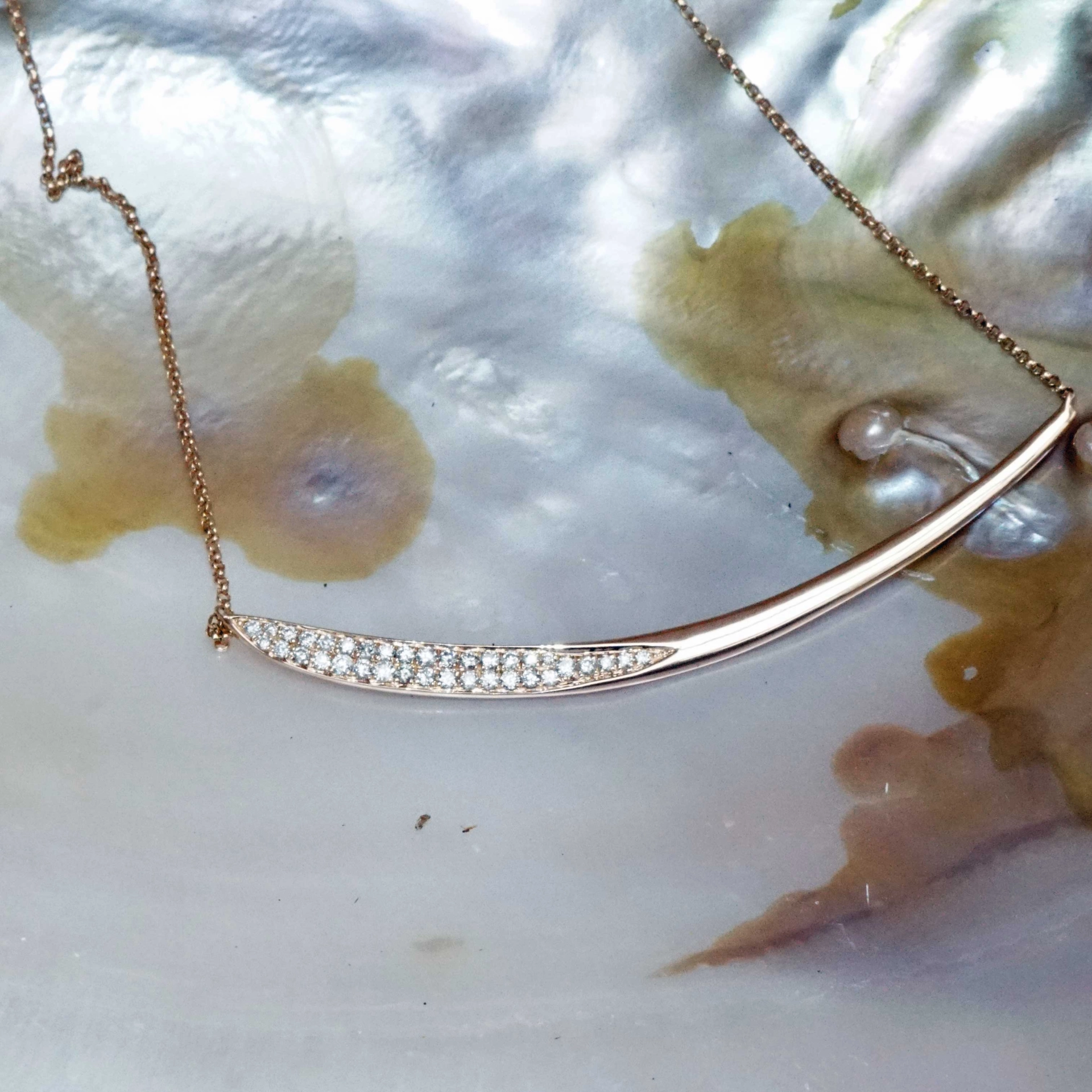 Brilliant Necklace 18 kt Rose Gold 0.35 ct....black Friday Price