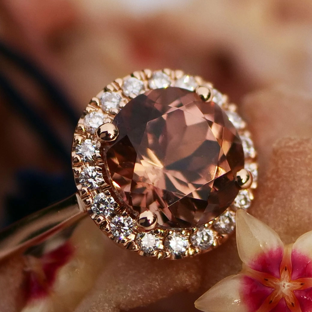 Turmalin Ring 18 kt Rosegold made in Valenza Springcolors
