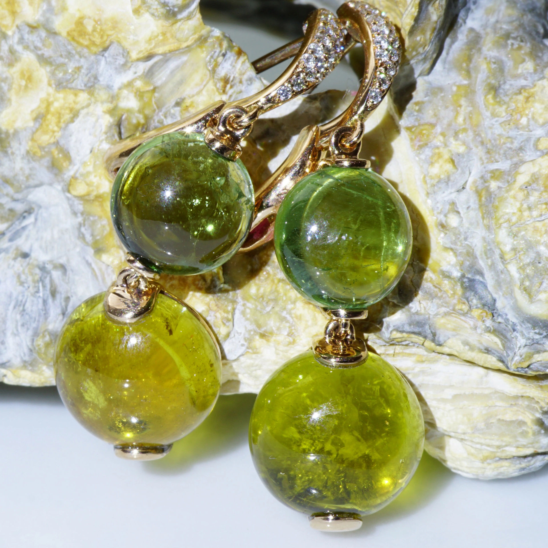 Mint Green and Olive Yellow Tourmaline Earrings....marvellous