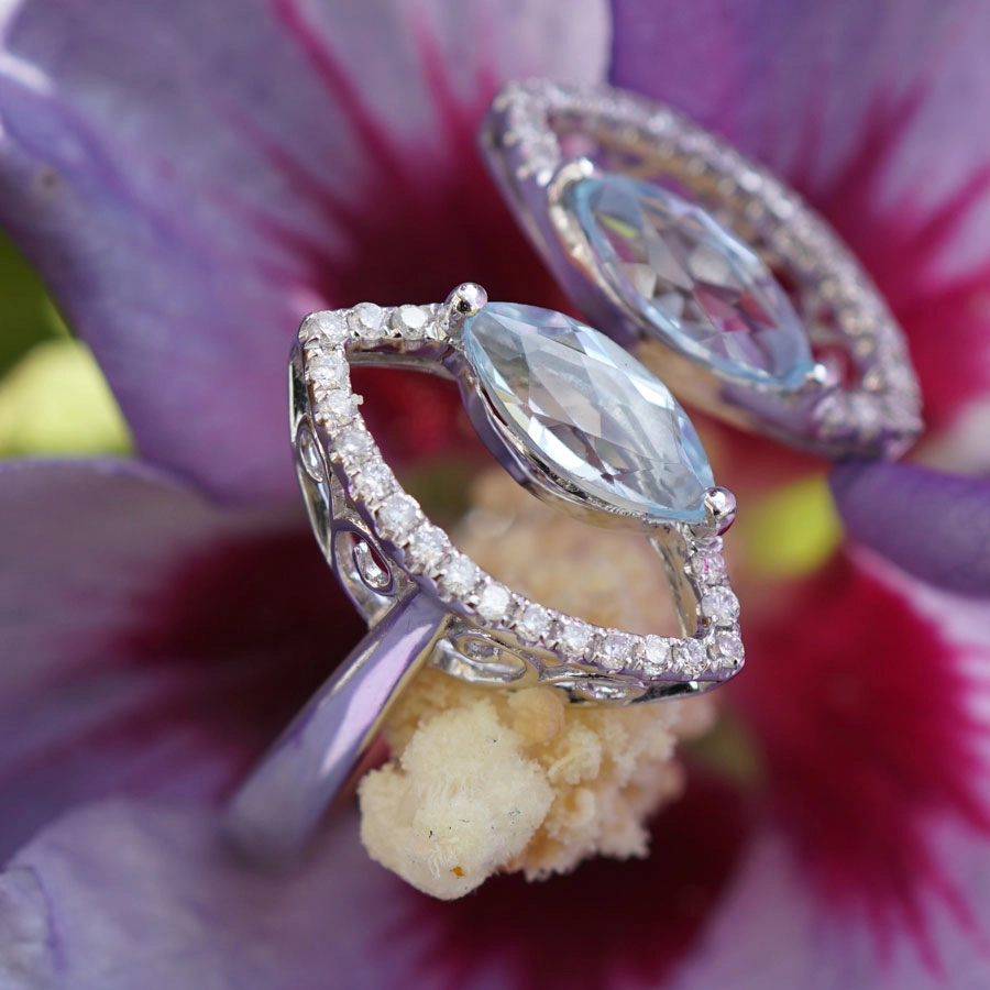 Brilliant Topaz Ring 0.15 ct 750 Whitegold  TOP MODERN
