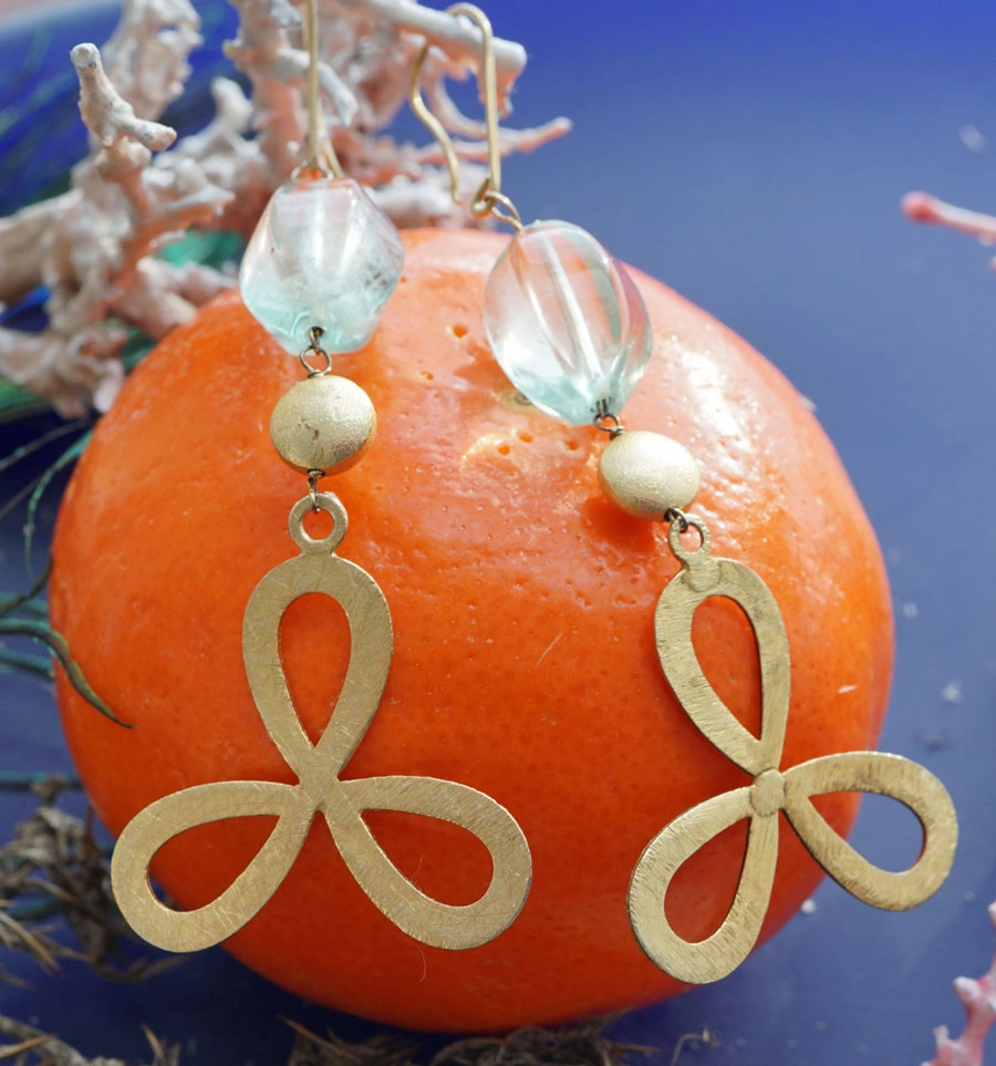 Prehnite Earrings Designer Silver gold-plated exceptional Gemstone