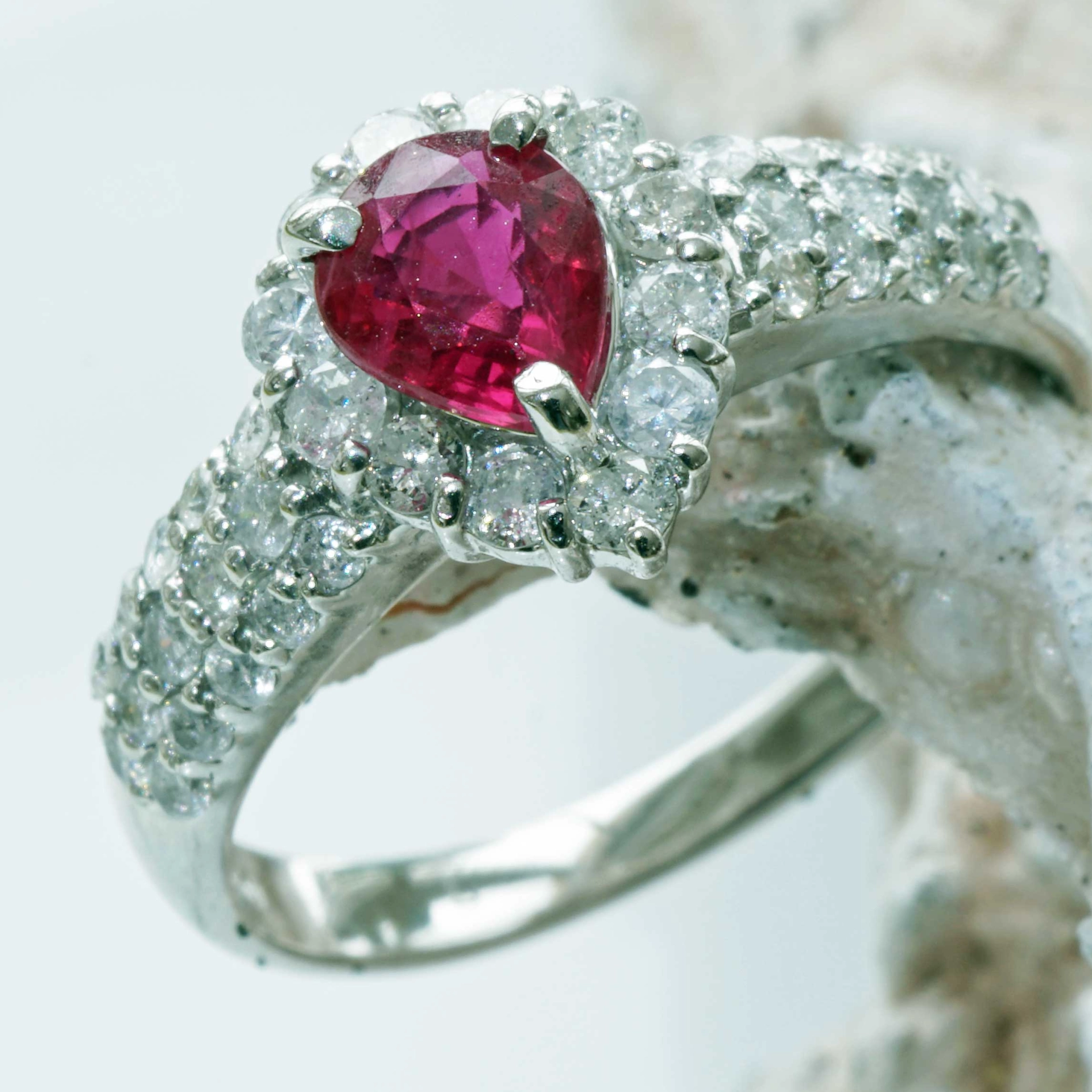 SON03572-Rubin-Brillant-Ring-900er-Platin-0-72-ct-1-13-ct Ruby Diamond Ring Platinum 0.51 0.52 ct...ti amo