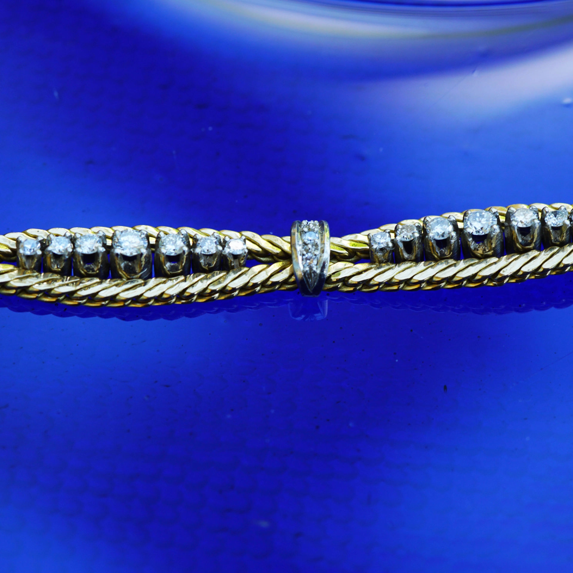 Brillant Armband Vintage 80er 1.0 ct lupenrein 25 Gramm 750er Gelbgold Weissgold 18,5 cm Länge