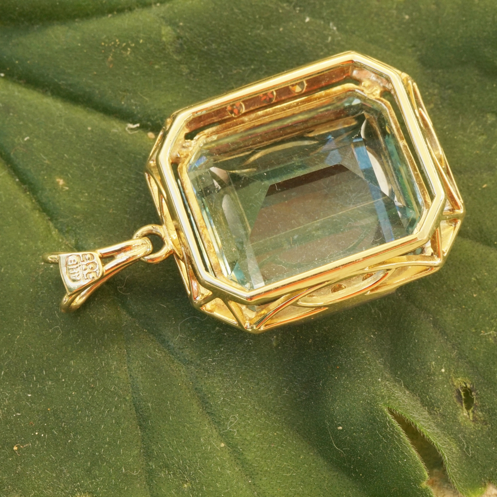 Aquamarin Brillant Anhänger 25 ct FEIN AAA+ SEHR GROß 585er Gold