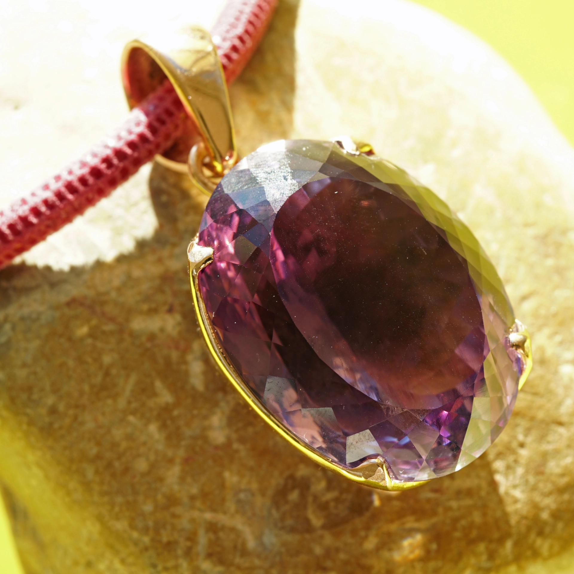 Amethyst Anhänger 925er Silber rosevergoldet 67 ct XXL Größe 48 x 24 mm