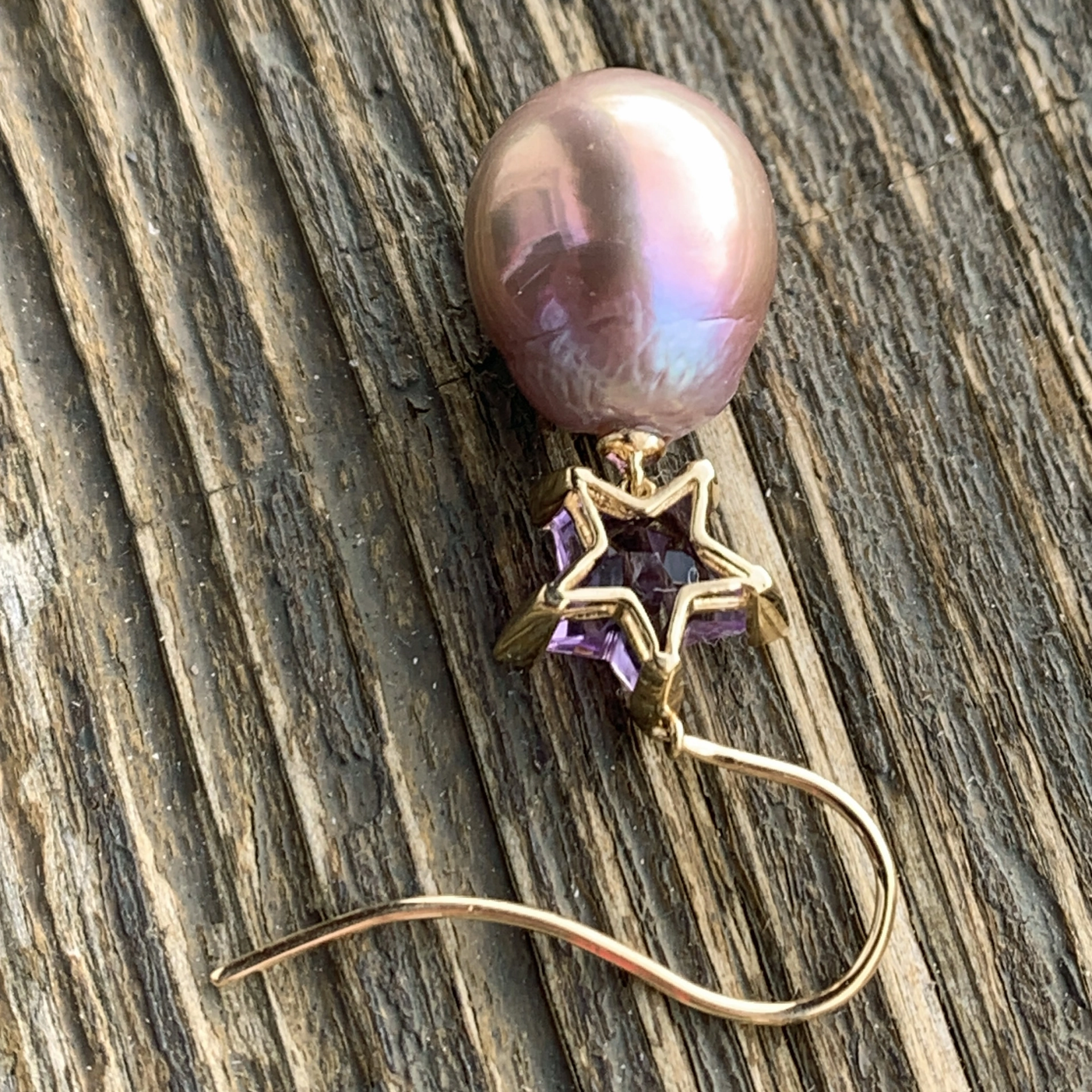 Amethyst Zuchtperl Ohrhänger Lüster top 750er Rosegold ... be my star