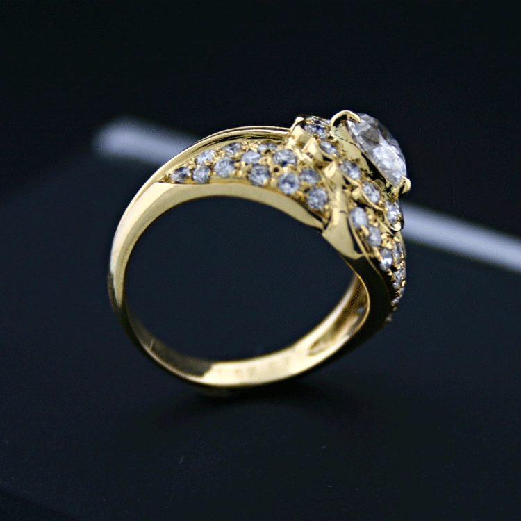 Brillant-Ring, 750/-GG.