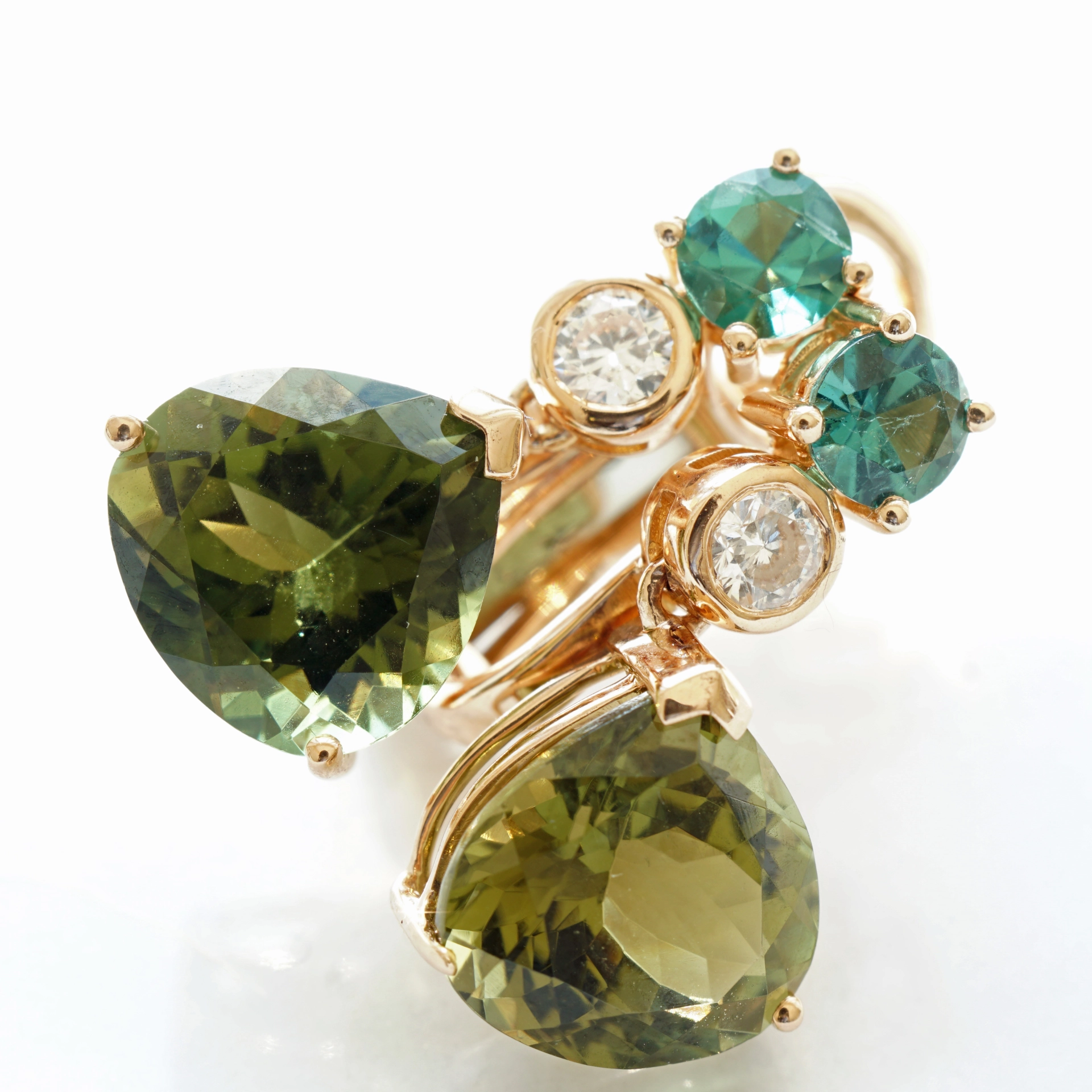 Turmalin Brillant Ohrhänger m. Stecker 750er Rosegold 5.30 ct 0.48 ct 0.20 ct...DRAGONIA